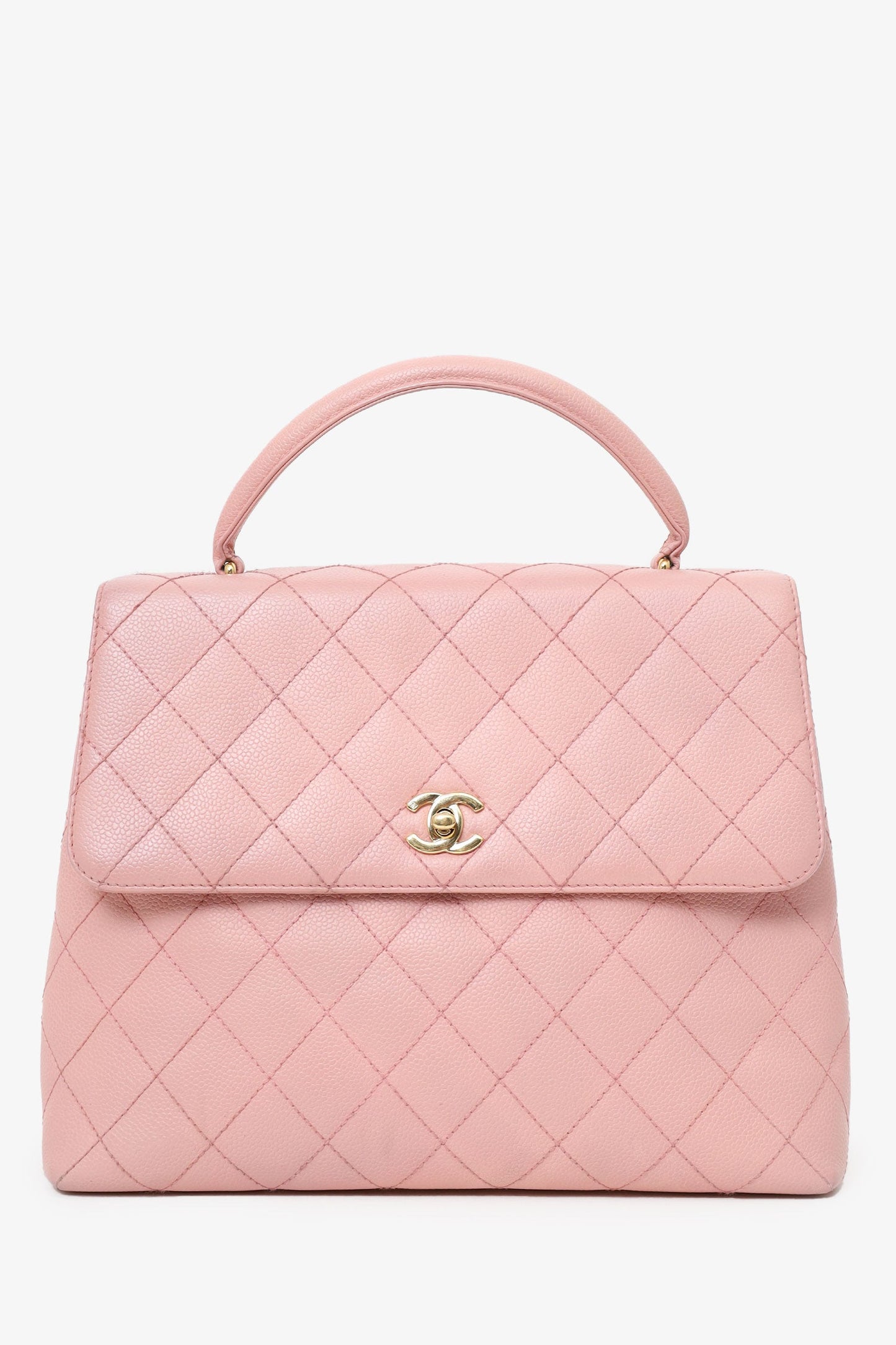 Pre-Loved Chanel™ 2003-04 Pink Caviar Leather Kelly Top Handle Bag
