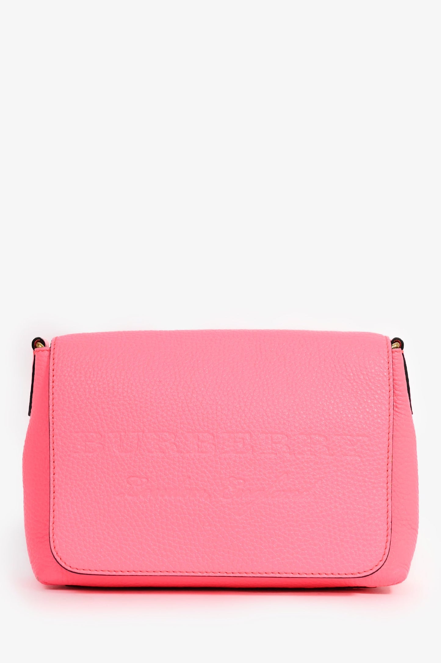 Burberry Neon Pink Grained Leather Logo Crossbody Bag