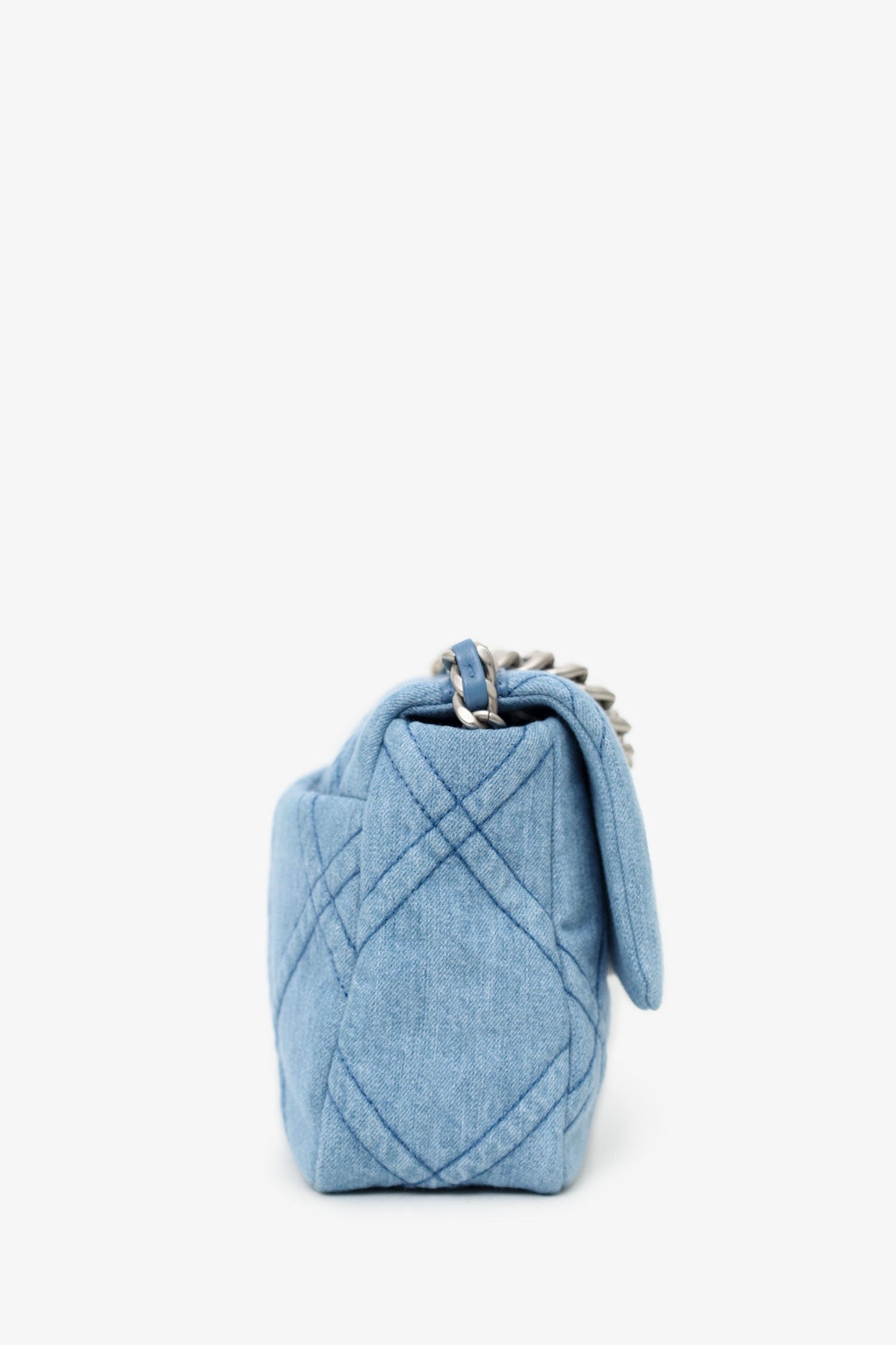 Pre-Loved Chanel™ Blue Denim 'Chanel 19' Medium Flap Bag