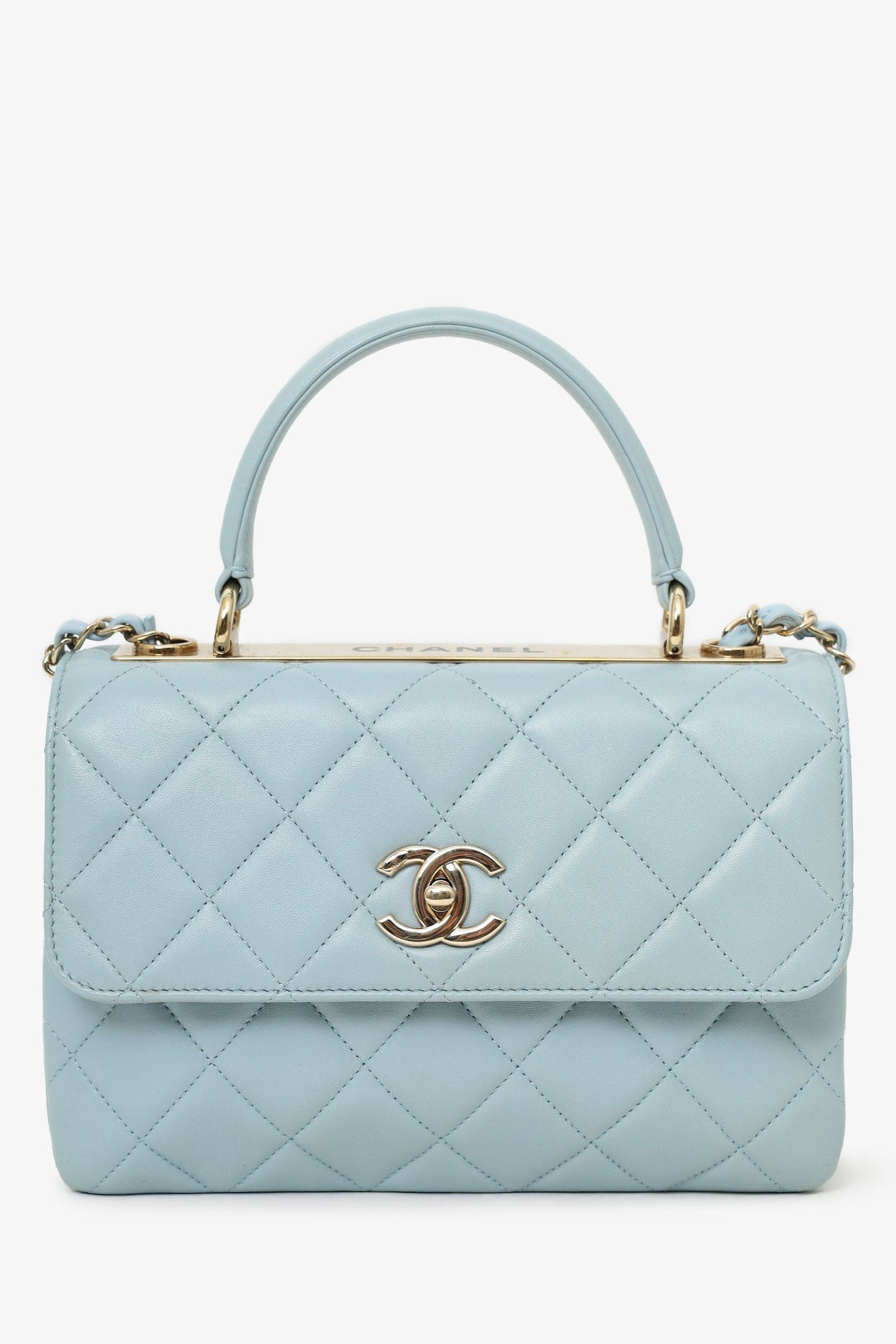 Pre-Loved Chanel™ Blue Quilted Lambskin Medium Trendy CC Top Handle