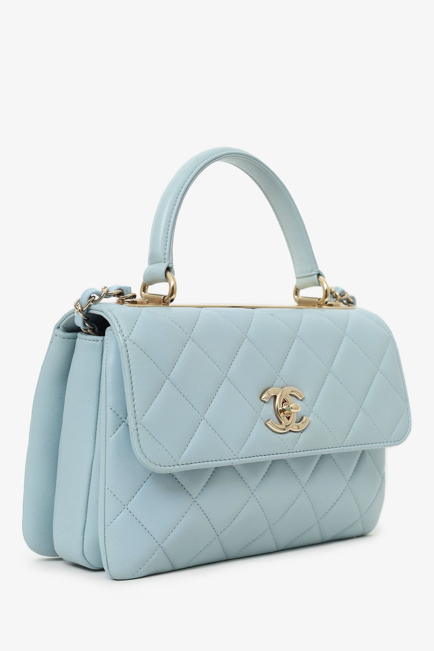 Pre-Loved Chanel™ Blue Quilted Lambskin Medium Trendy CC Top Handle
