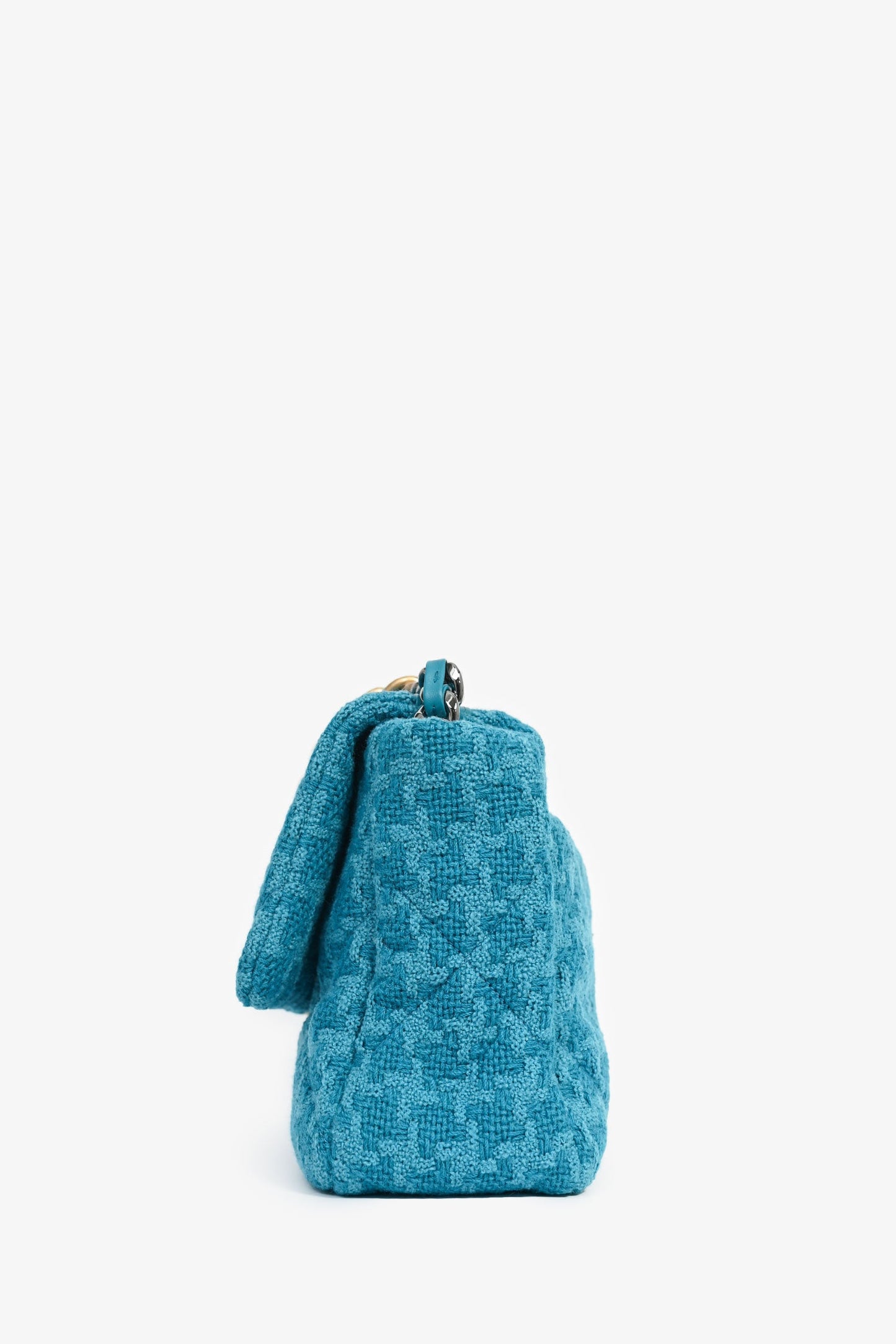 Pre-Loved Chanel™ Blue Houndstooth Tweed Large 19 Flap Shoulder Bag