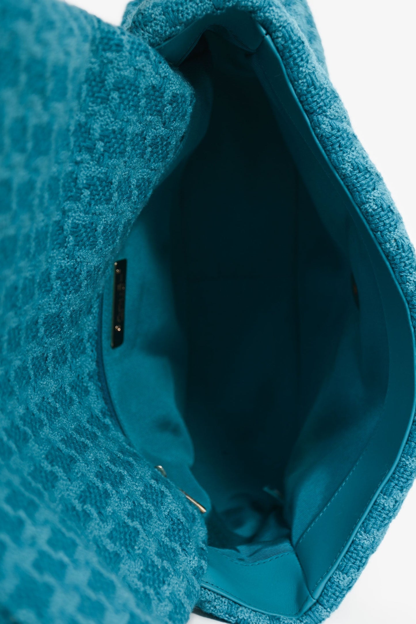 Pre-Loved Chanel™ Blue Houndstooth Tweed Large 19 Flap Shoulder Bag