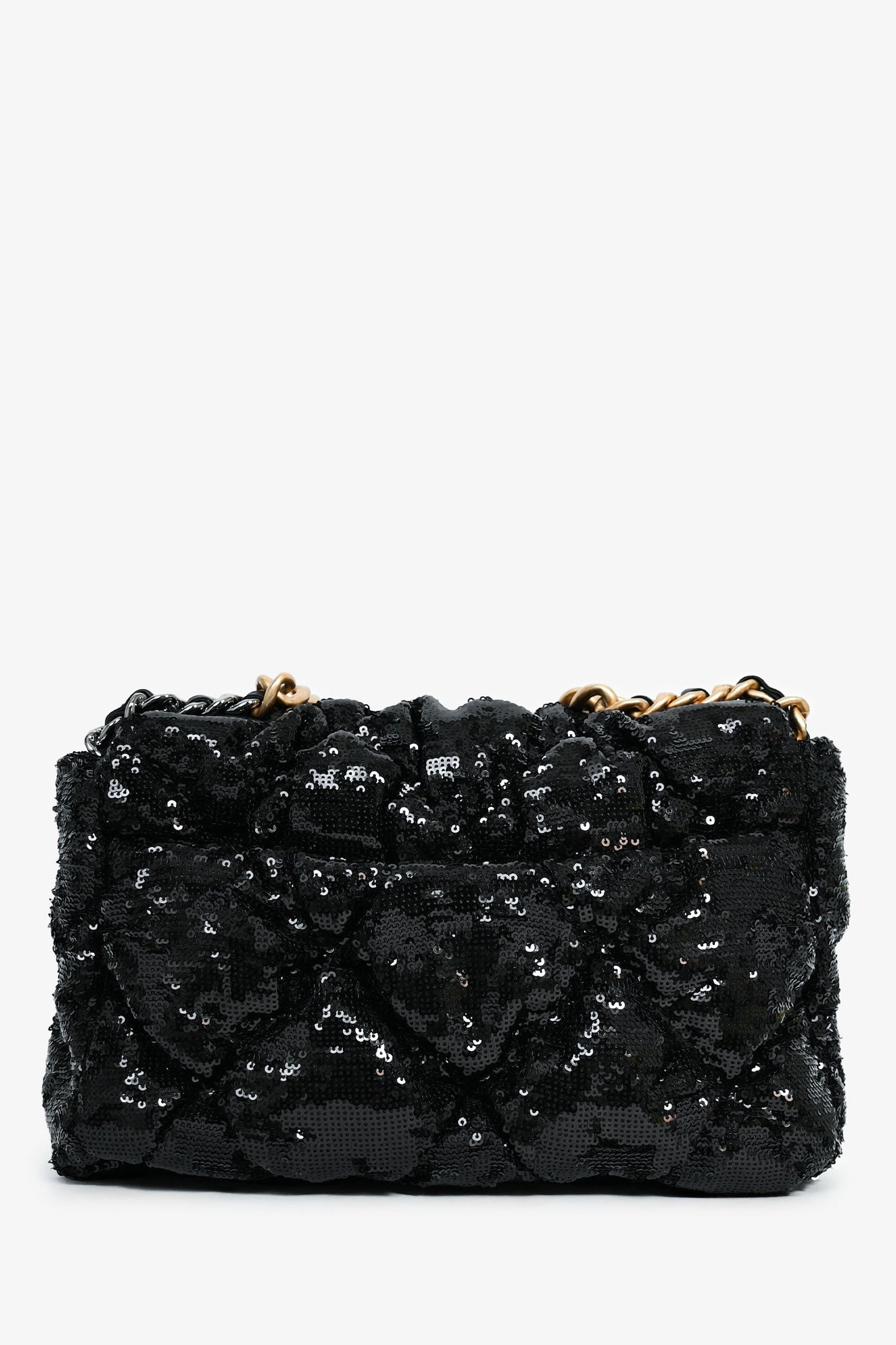 Pre-Loved Chanel™ Black Sequin Tweed Large 19 Flap Bag
