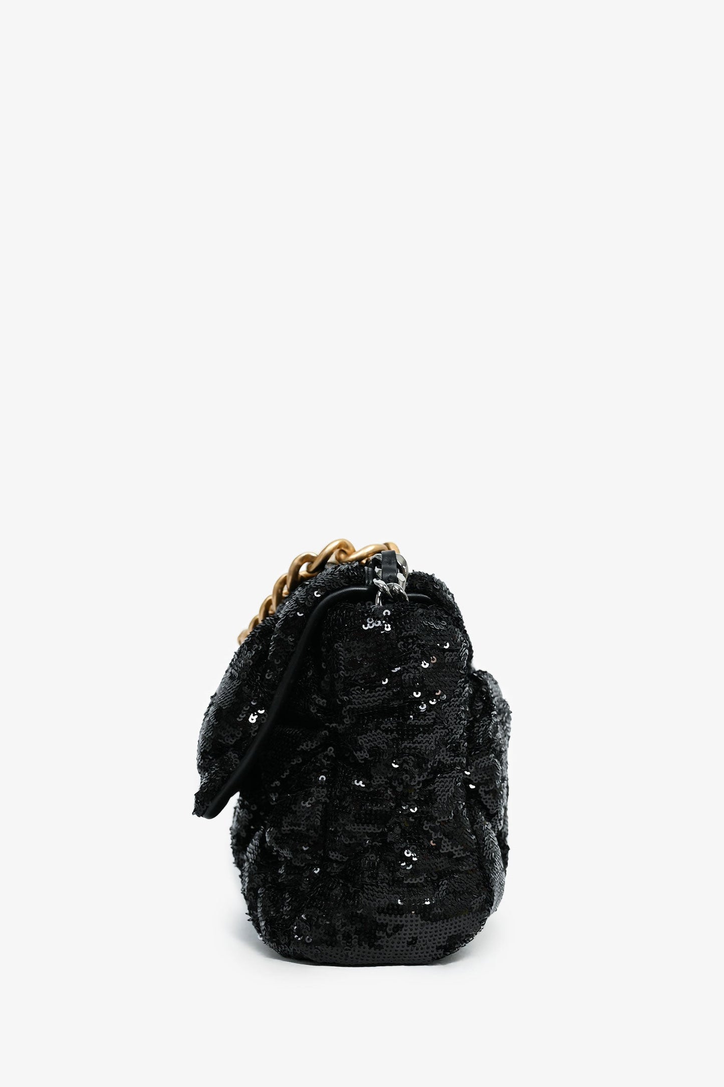 Pre-Loved Chanel™ Black Sequin Tweed Large 19 Flap Bag