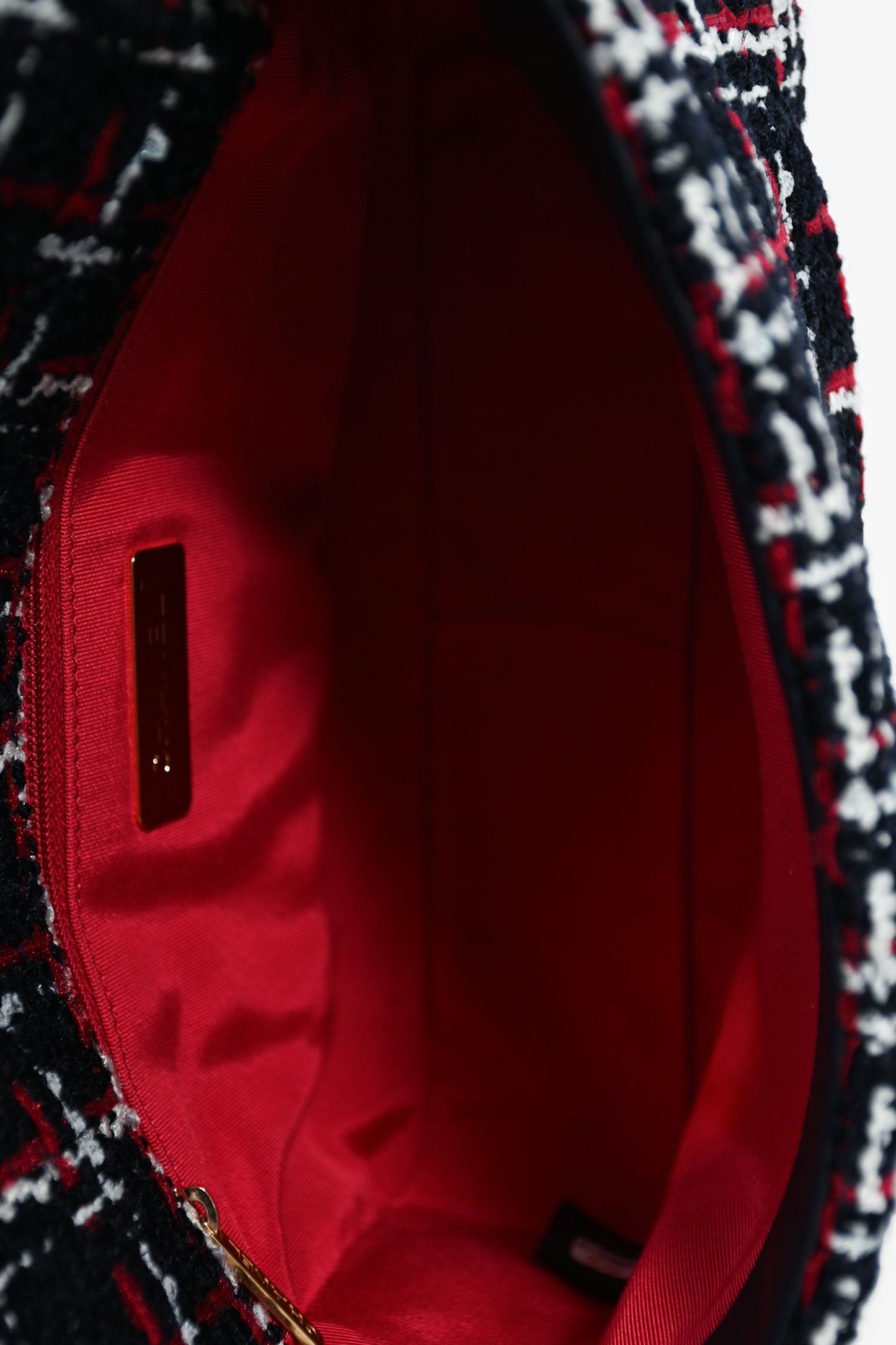 Pre-Loved Chanel™ Black/Red/White Tweed Medium 19 Flap Shoulder Bag
