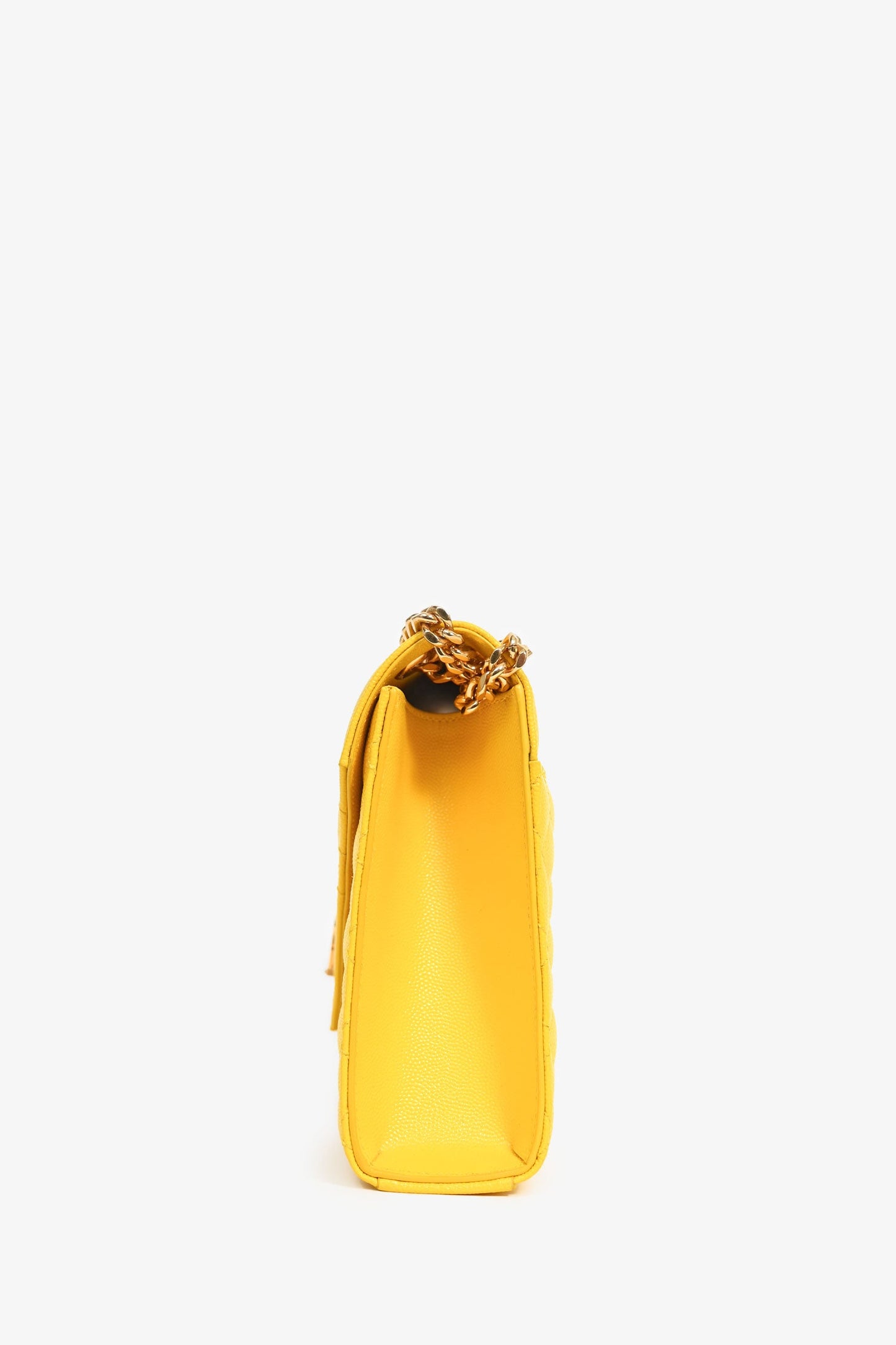 Saint Laurent 2016 Yellow Leather Tri-Quilted Envelope Chain Medium Shoulder Bag
