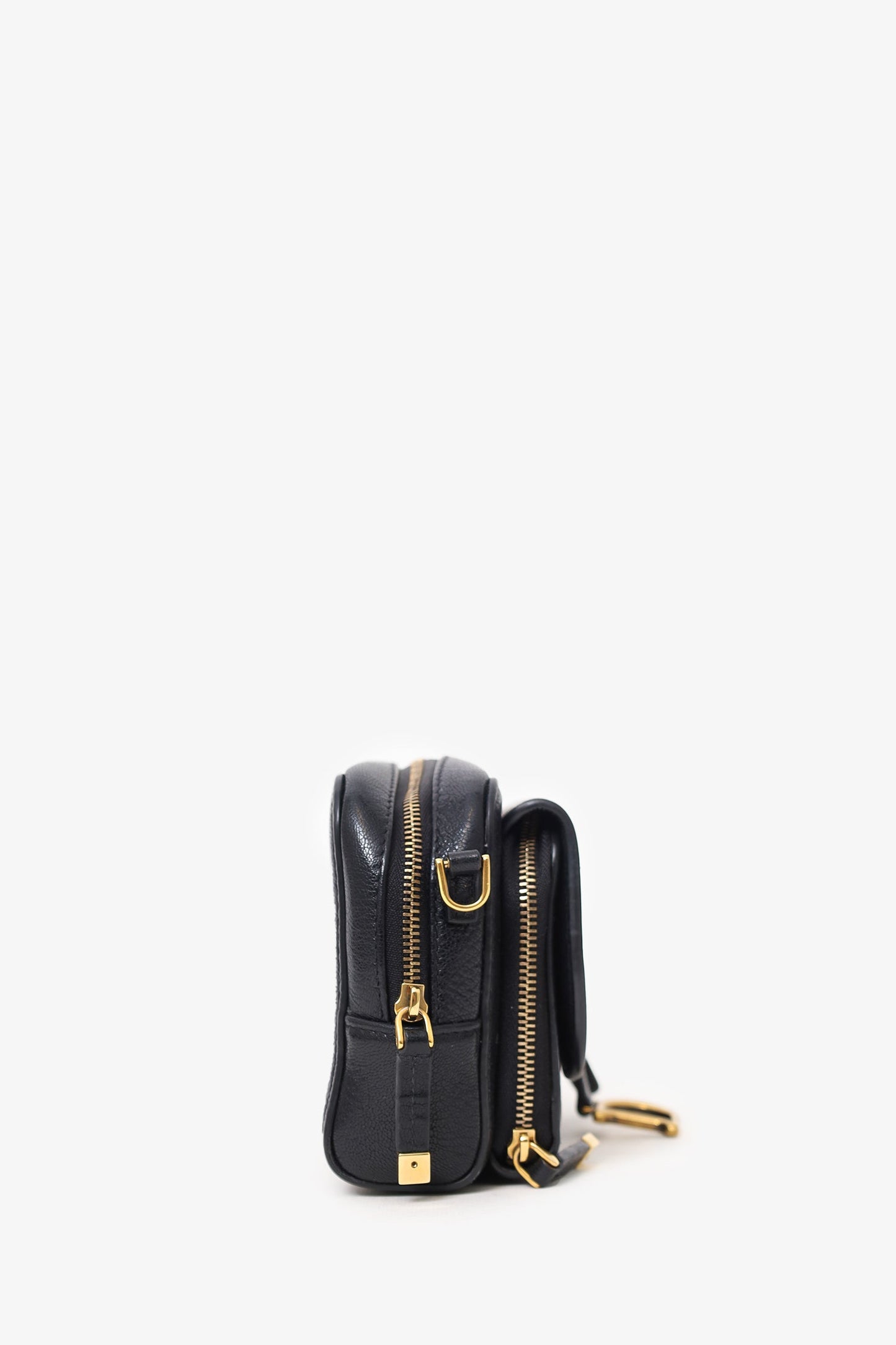 Dior 2021 Black Goatskin Double Saddle Pouch Crossbody
