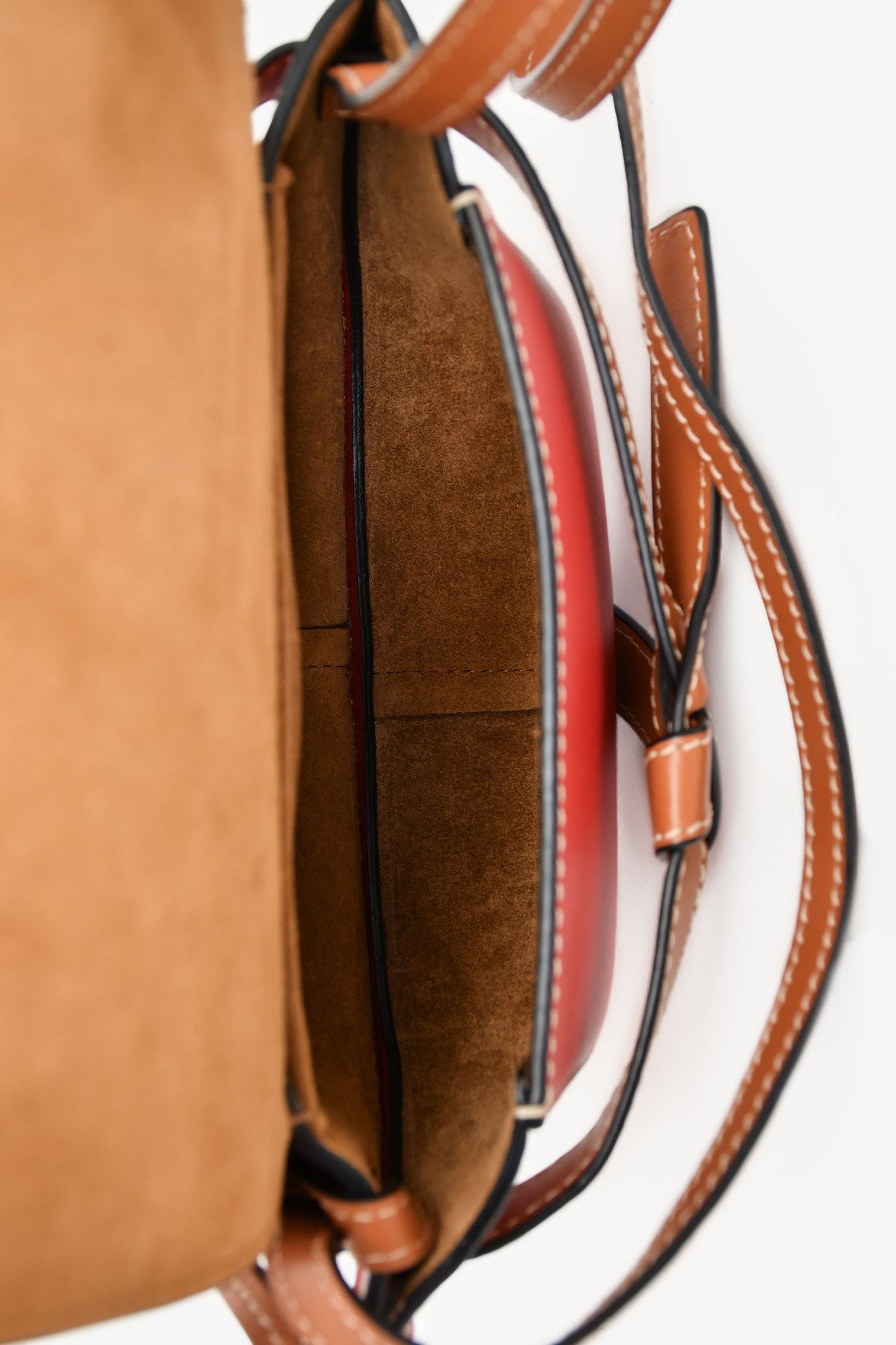Loewe Burgundy/Brown Leather Mini 'Gate' Crossbody Bag