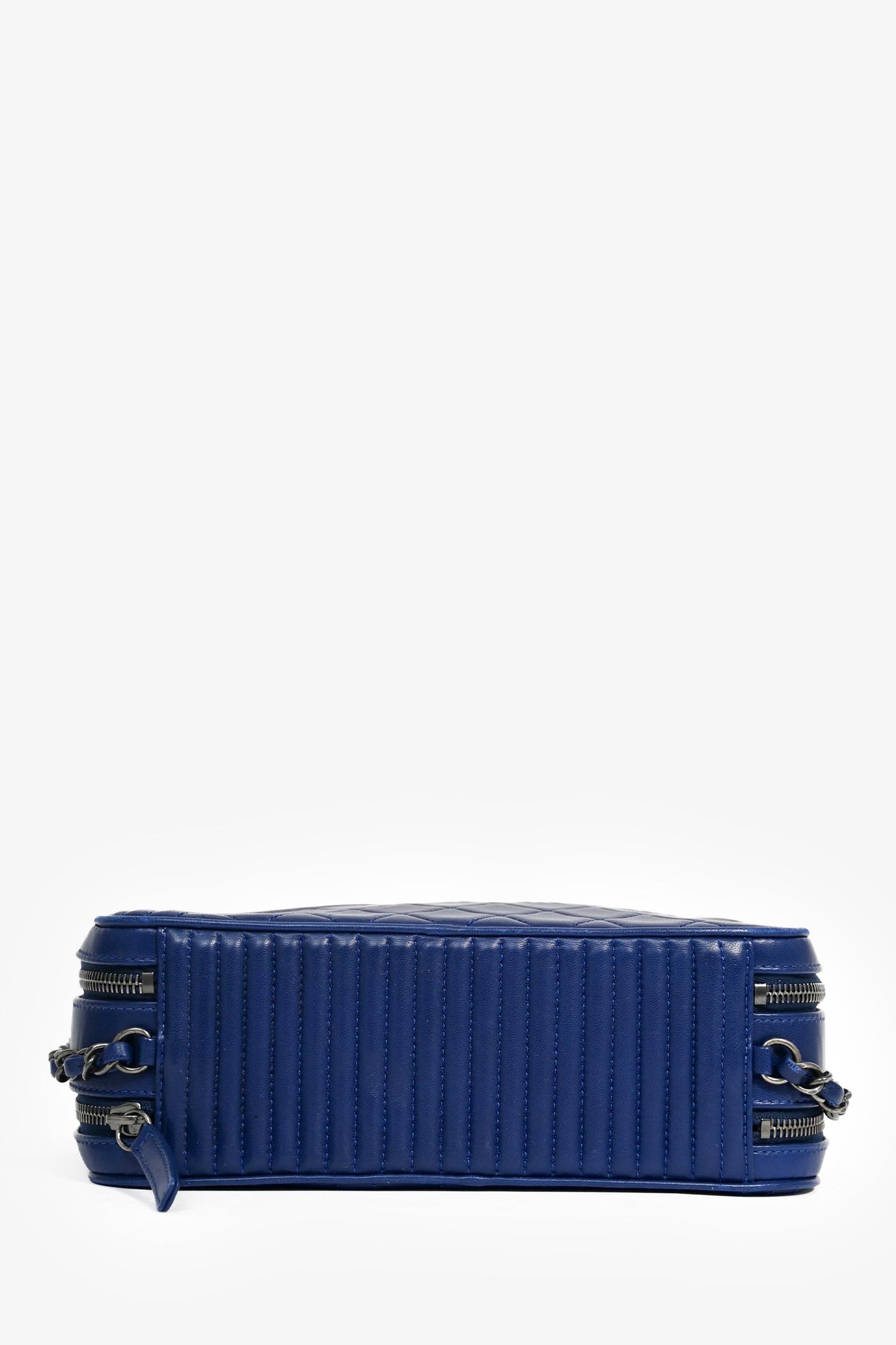 Pre-Loved Chanel™ Blue Leather Pewter Large CC Coco Camera Boy Bag