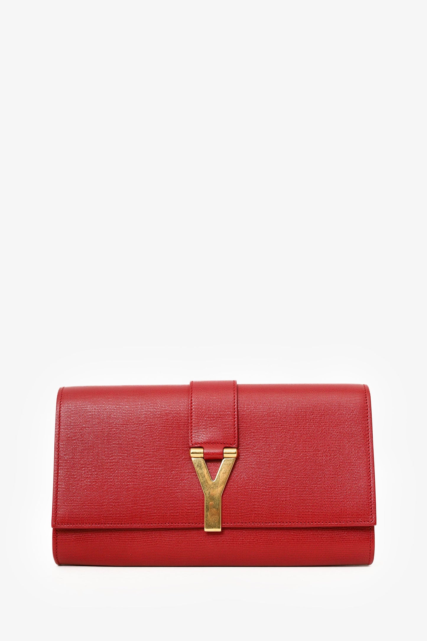 Yves Saint Laurent Red Leather Ligne Clutch