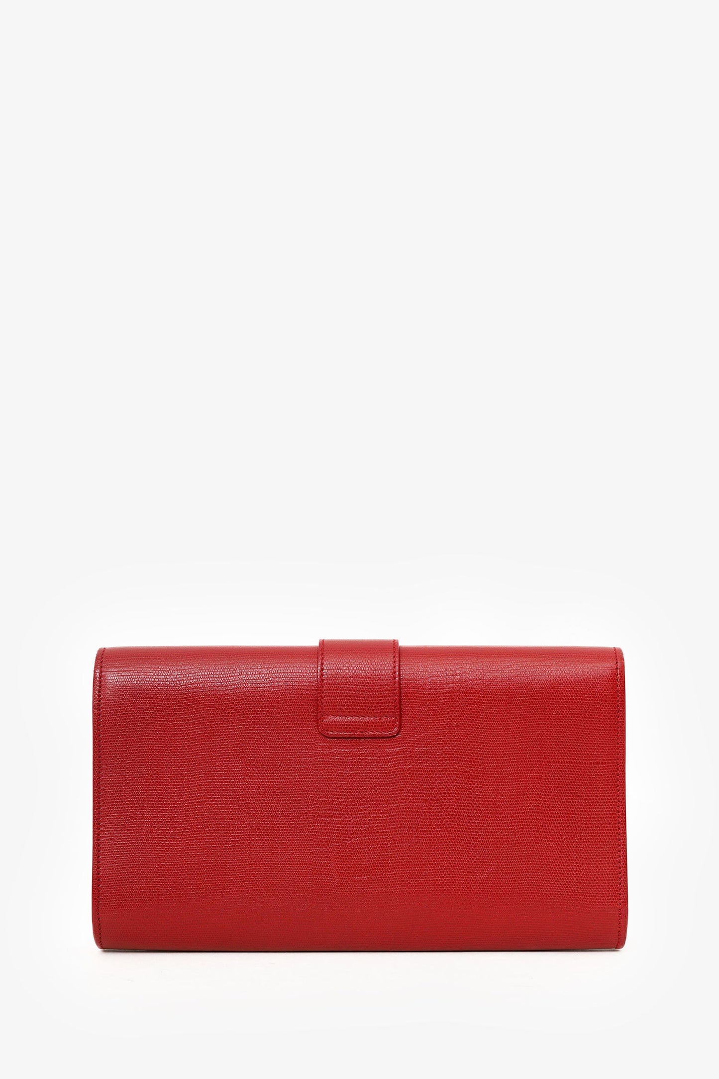 Yves Saint Laurent Red Leather Ligne Clutch