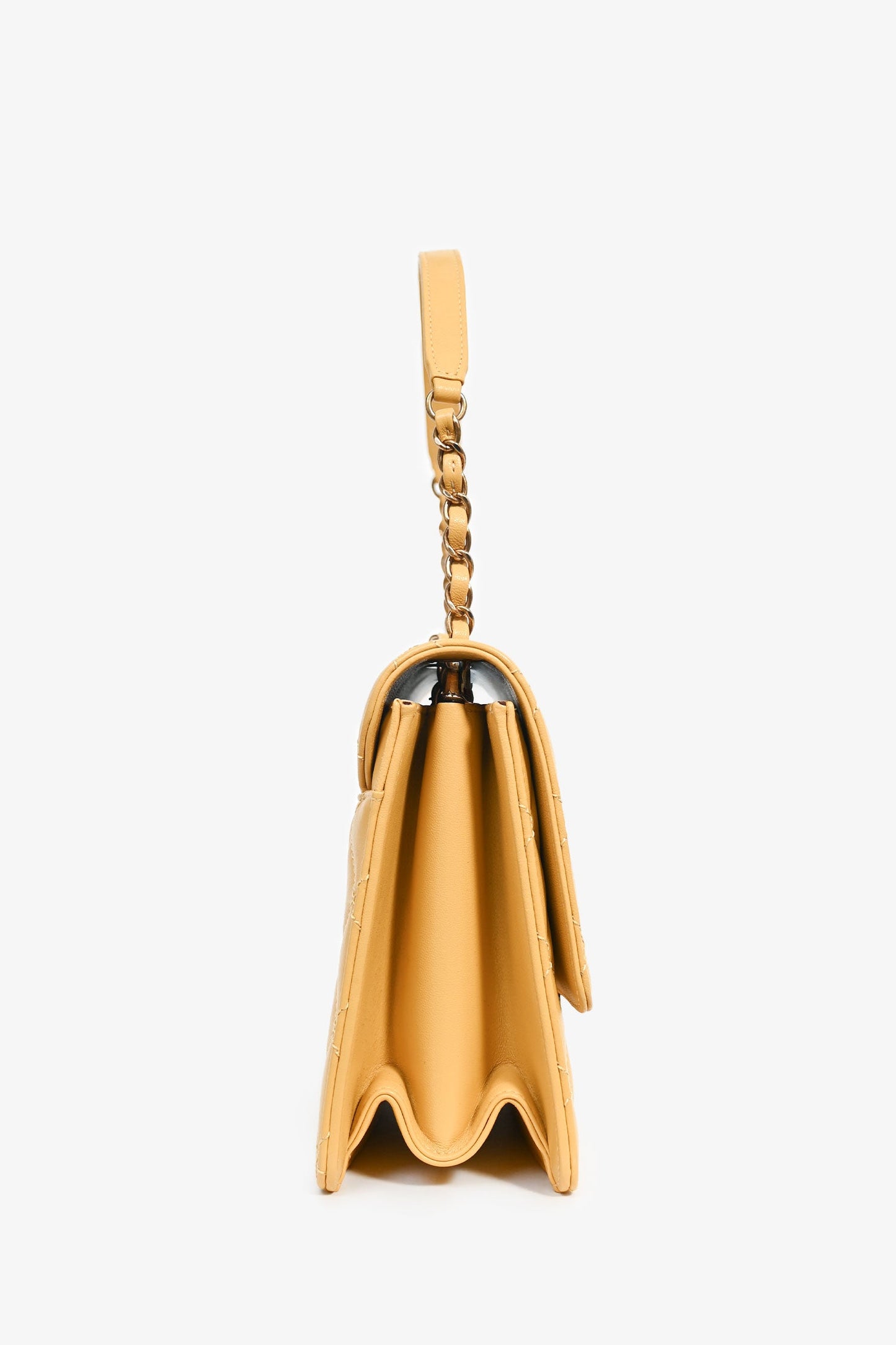 Pre-Loved Chanel™ 2016-17 Yellow Quilted Leather Large Beauty Lock Chain Bag
