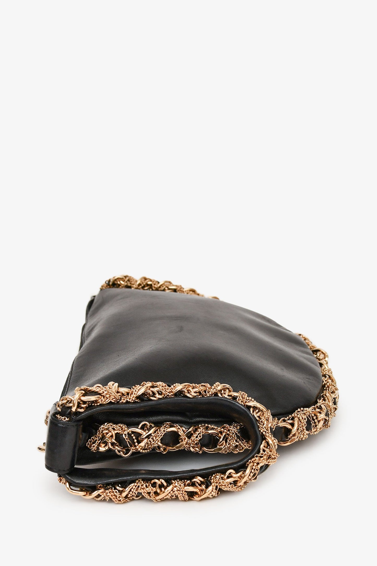 Pre-Loved Chanel™ 2012/13 Black Lambskin Twisted Chain Hobo Mini Handbag