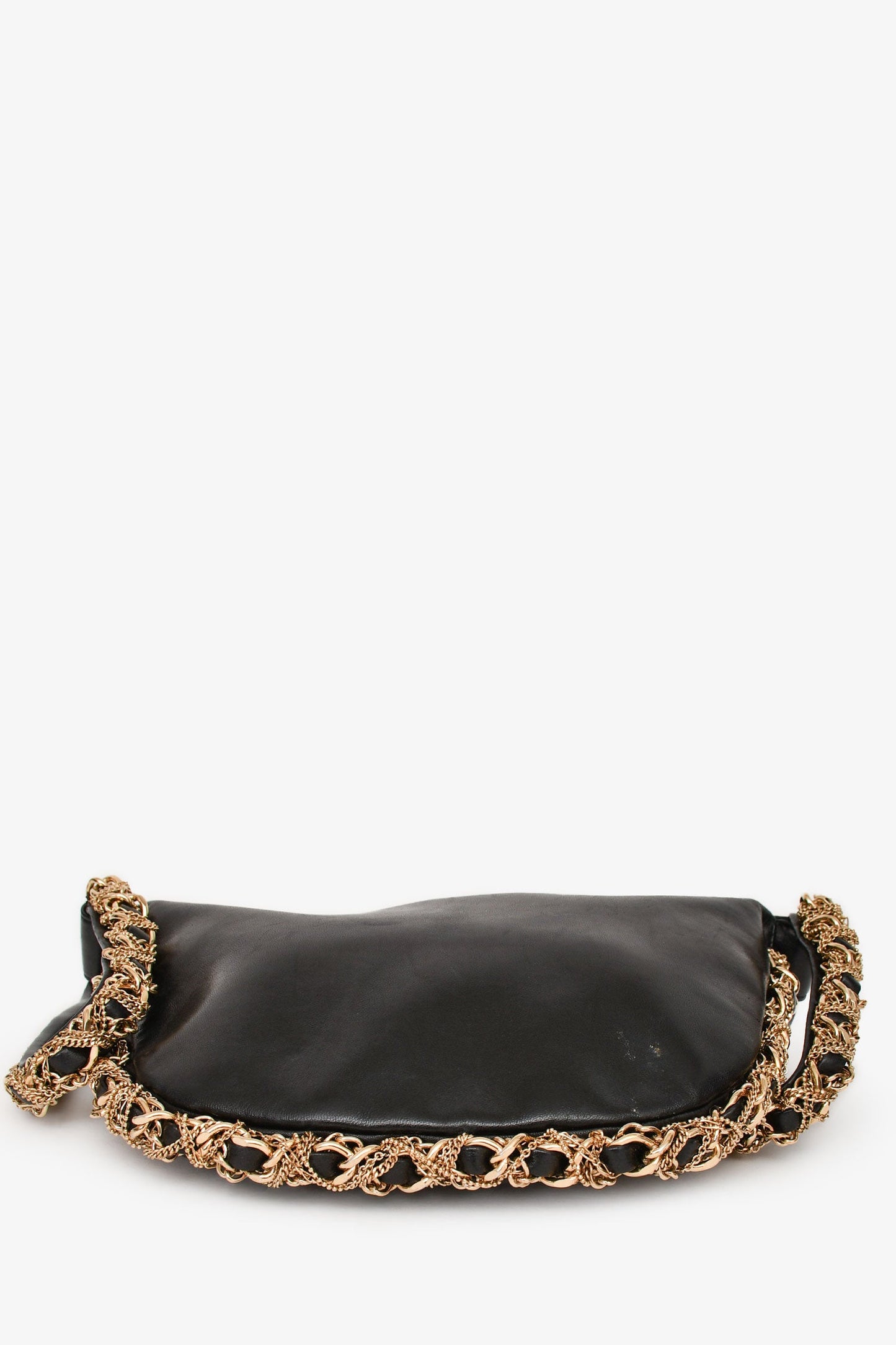 Pre-Loved Chanel™ 2012/13 Black Lambskin Twisted Chain Hobo Mini Handbag