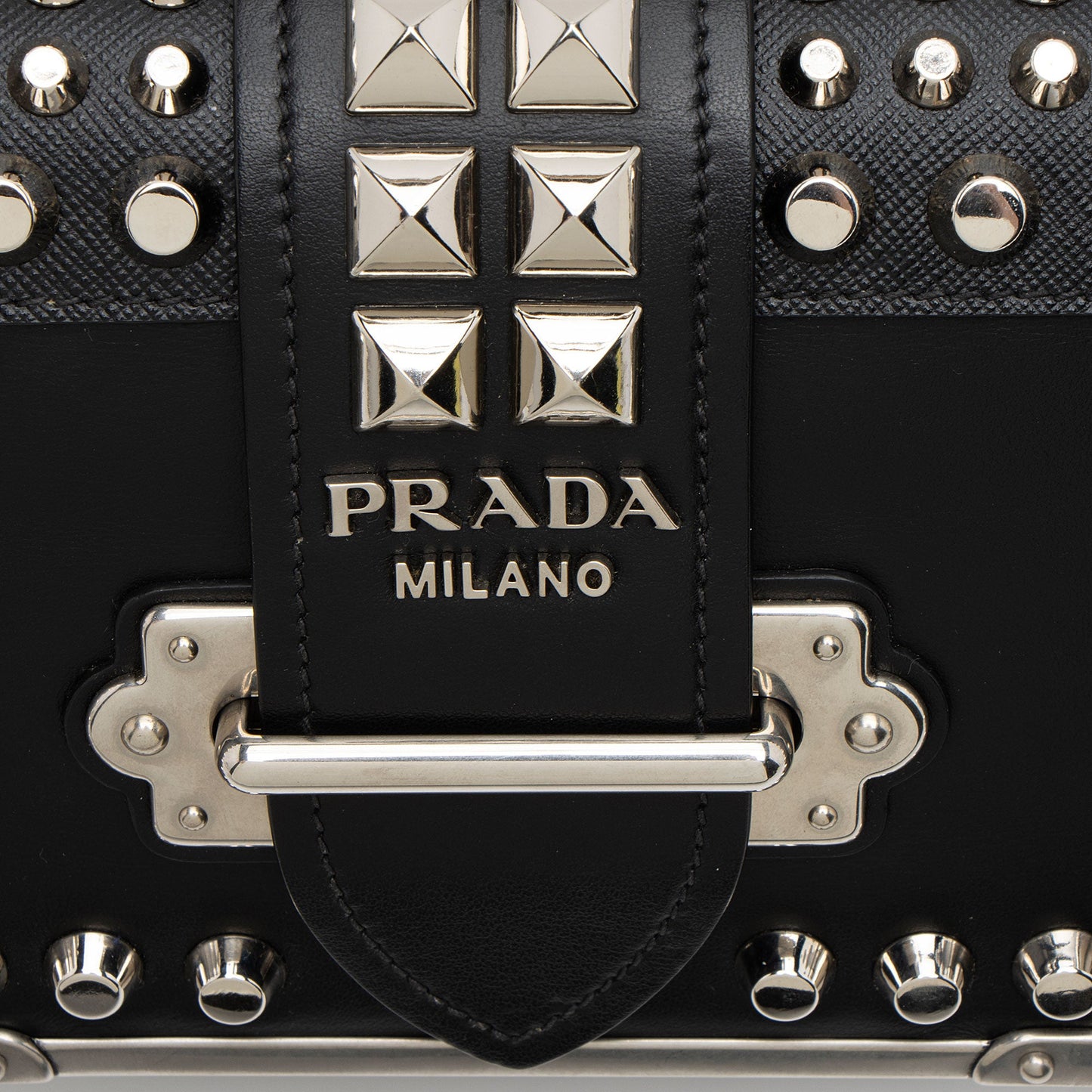 Prada Saffiano Calfskin Studded Cahier Crossbody (SHF-Cf2bbw)
