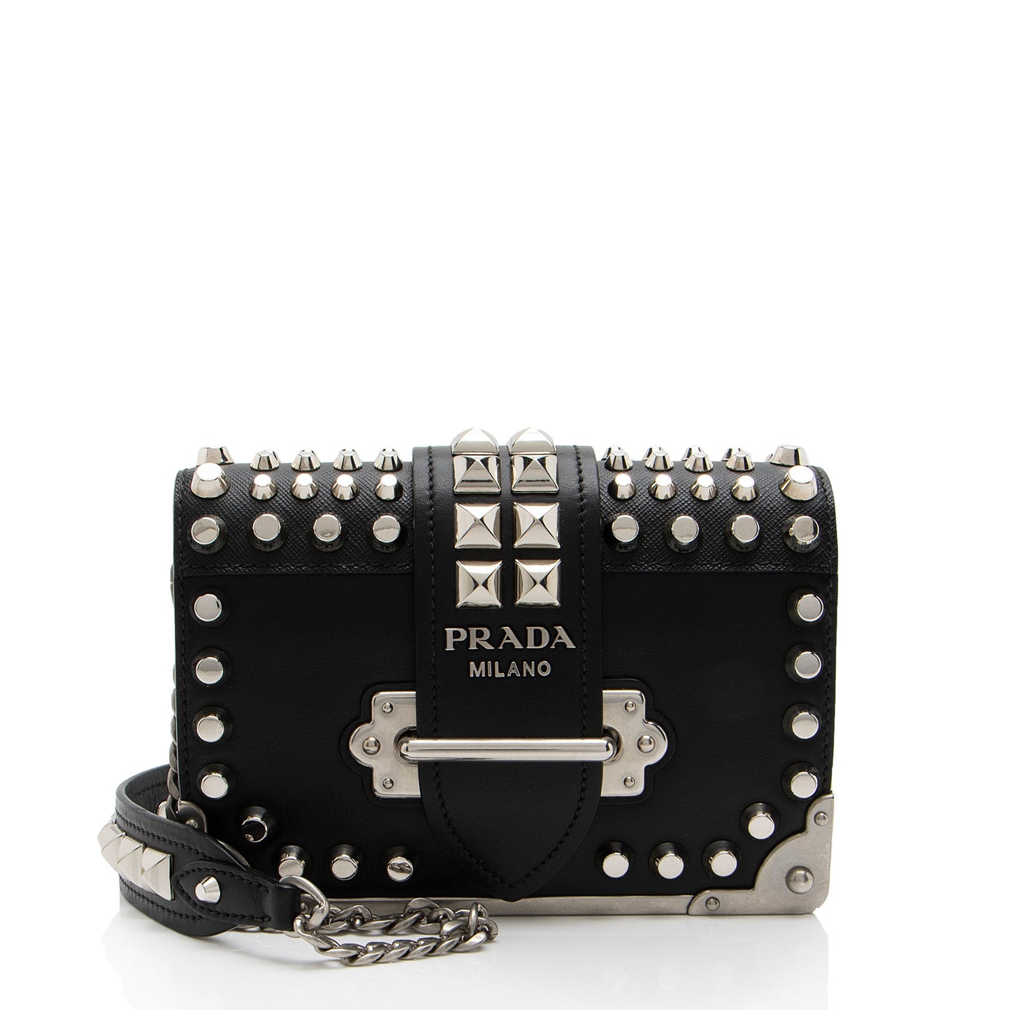 Prada Saffiano Calfskin Studded Cahier Crossbody (SHF-Cf2bbw)