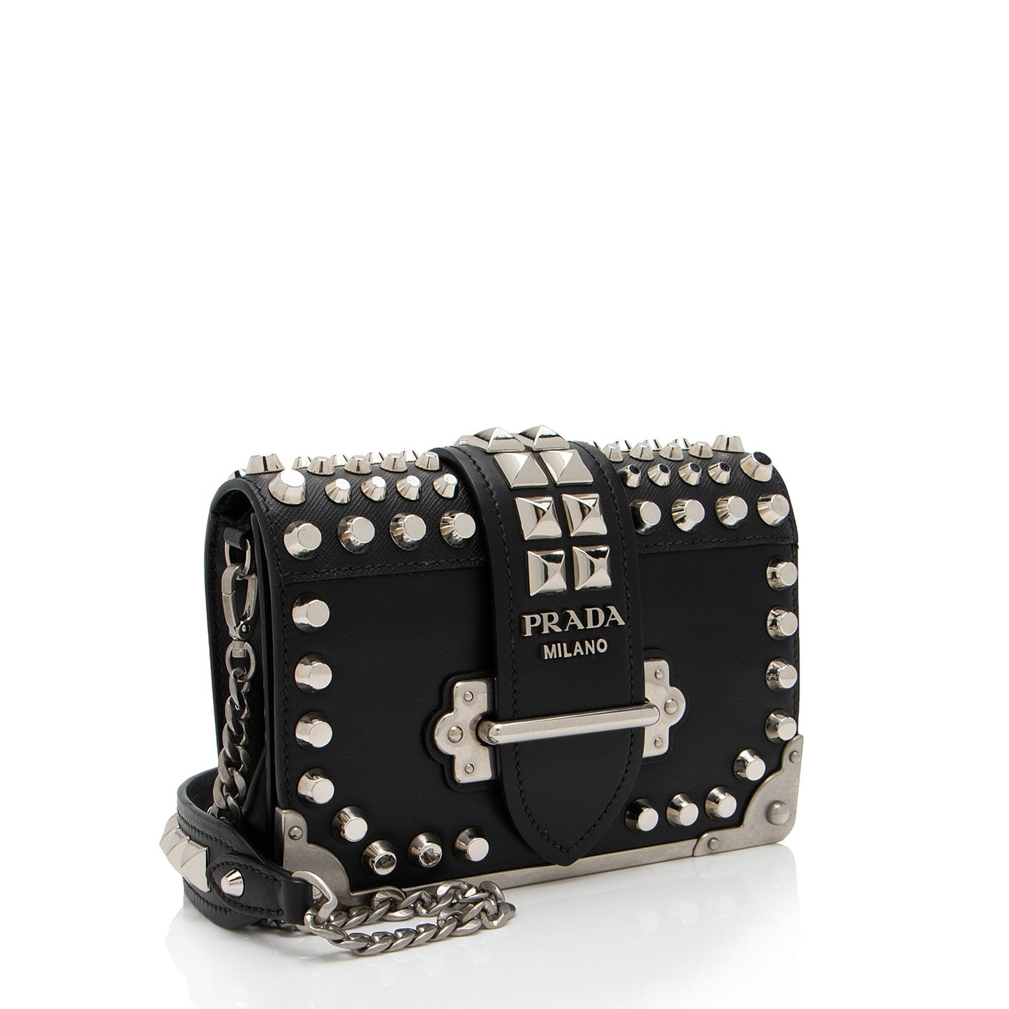 Prada Saffiano Calfskin Studded Cahier Crossbody (SHF-Cf2bbw)