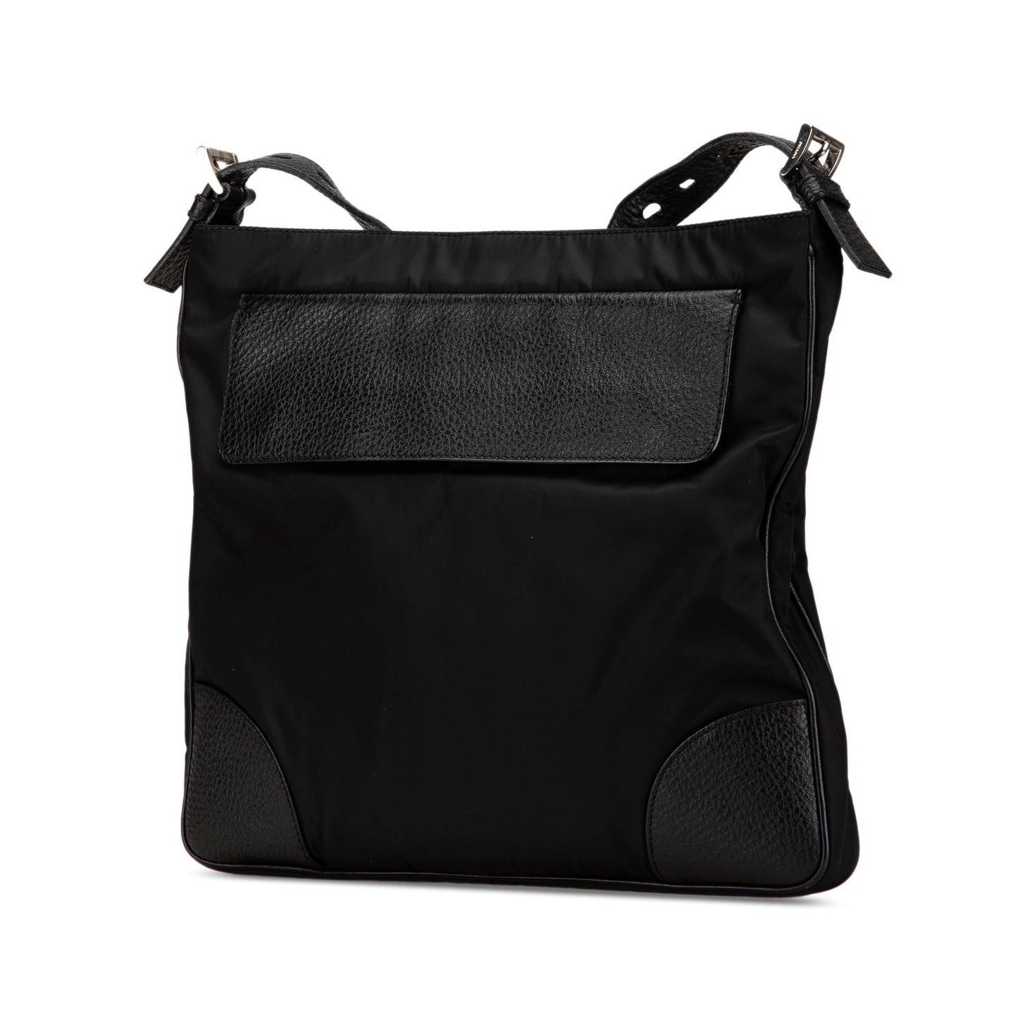 Prada Vitello Daino Trimmed Tessuto Zip Top Crossbody