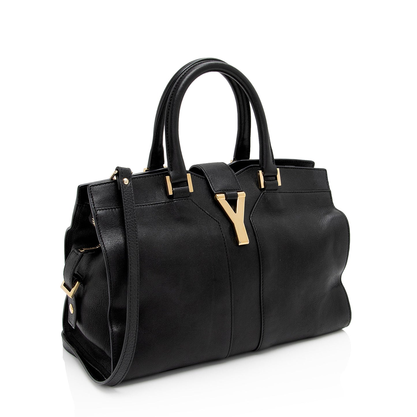 Saint Laurent Calfskin Cabas Chyc Small Tote (SHF-ntqfXK)