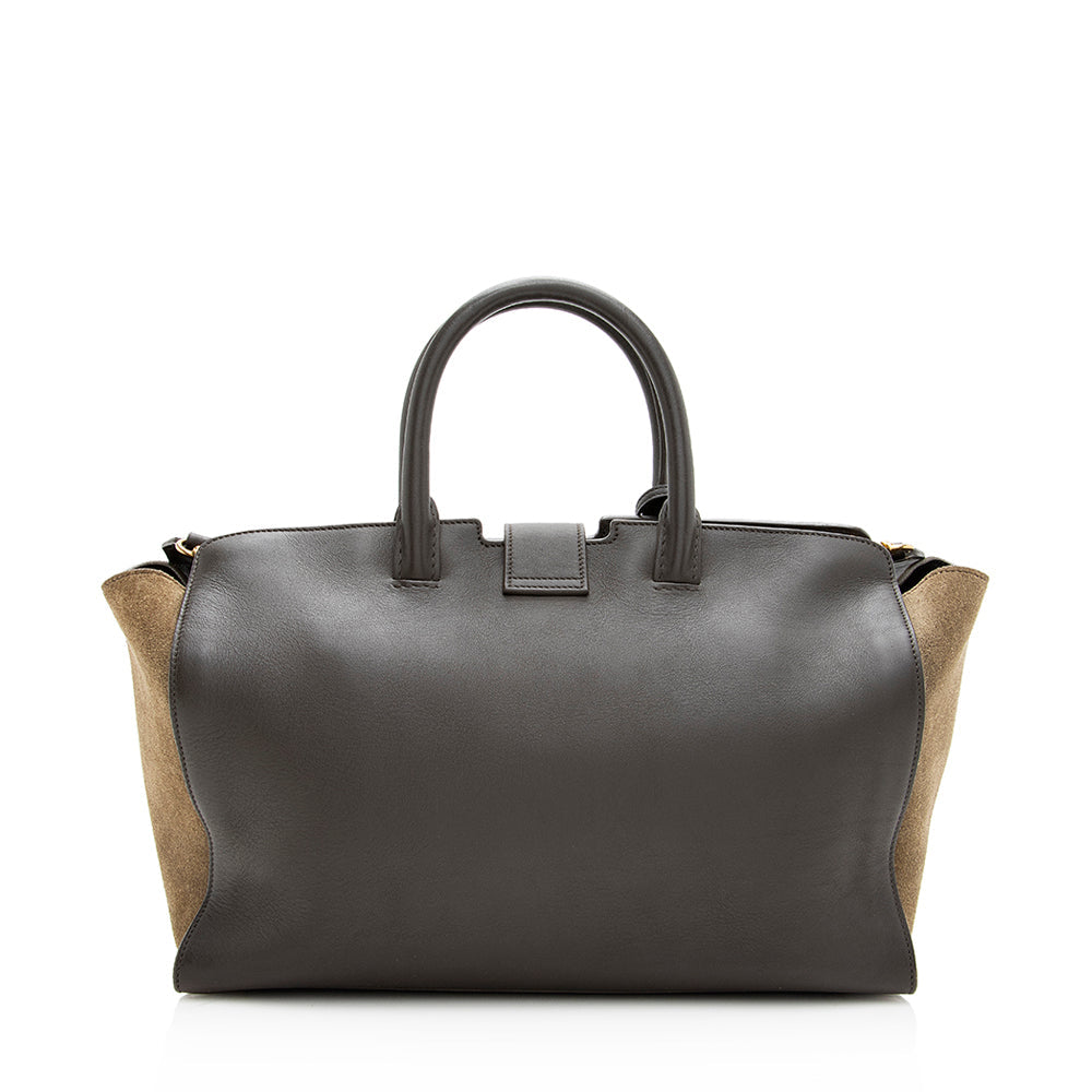 Saint Laurent Calfskin Cabas Downtown Small Satchel (SHF-19706)