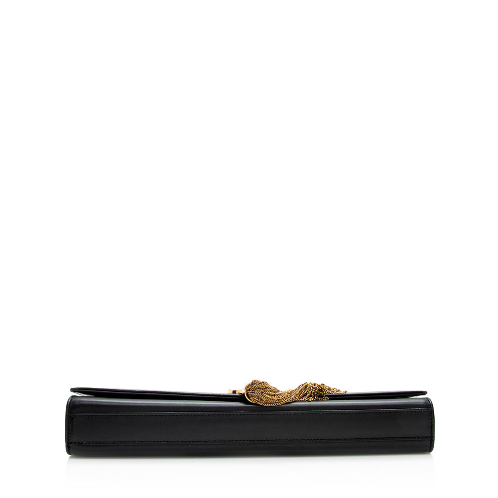 Saint Laurent Calfskin Cassandra Tassel Clutch (SHF-18666)