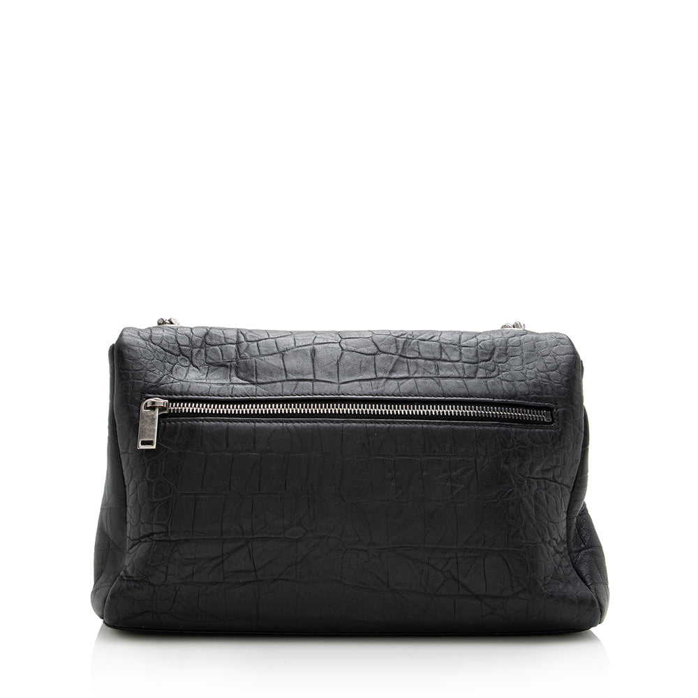 Saint Laurent Calfskin Croc Embossed West Hollywood Flap Bag (SHF-17898)