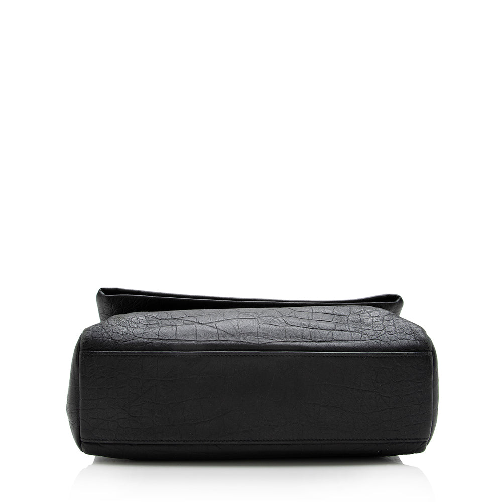 Saint Laurent Calfskin Croc Embossed West Hollywood Flap Bag (SHF-17898)