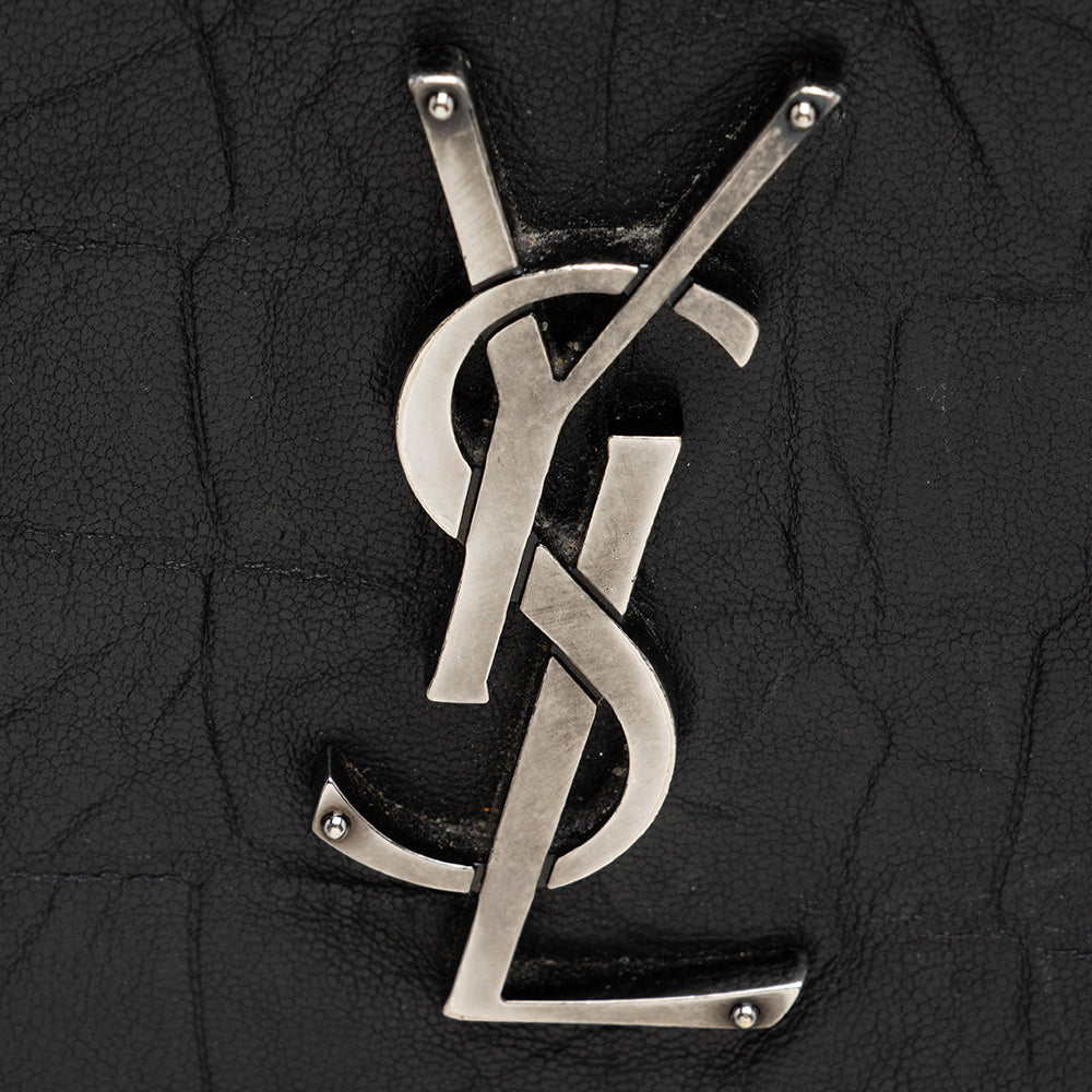 Saint Laurent Calfskin Croc Embossed West Hollywood Flap Bag (SHF-17898)