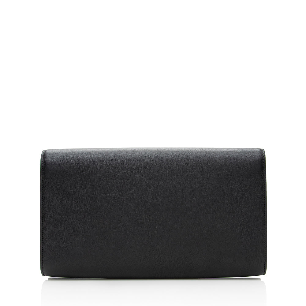 Saint Laurent Calfskin Monogram Belle de Jour Large Clutch (SHF-19132)