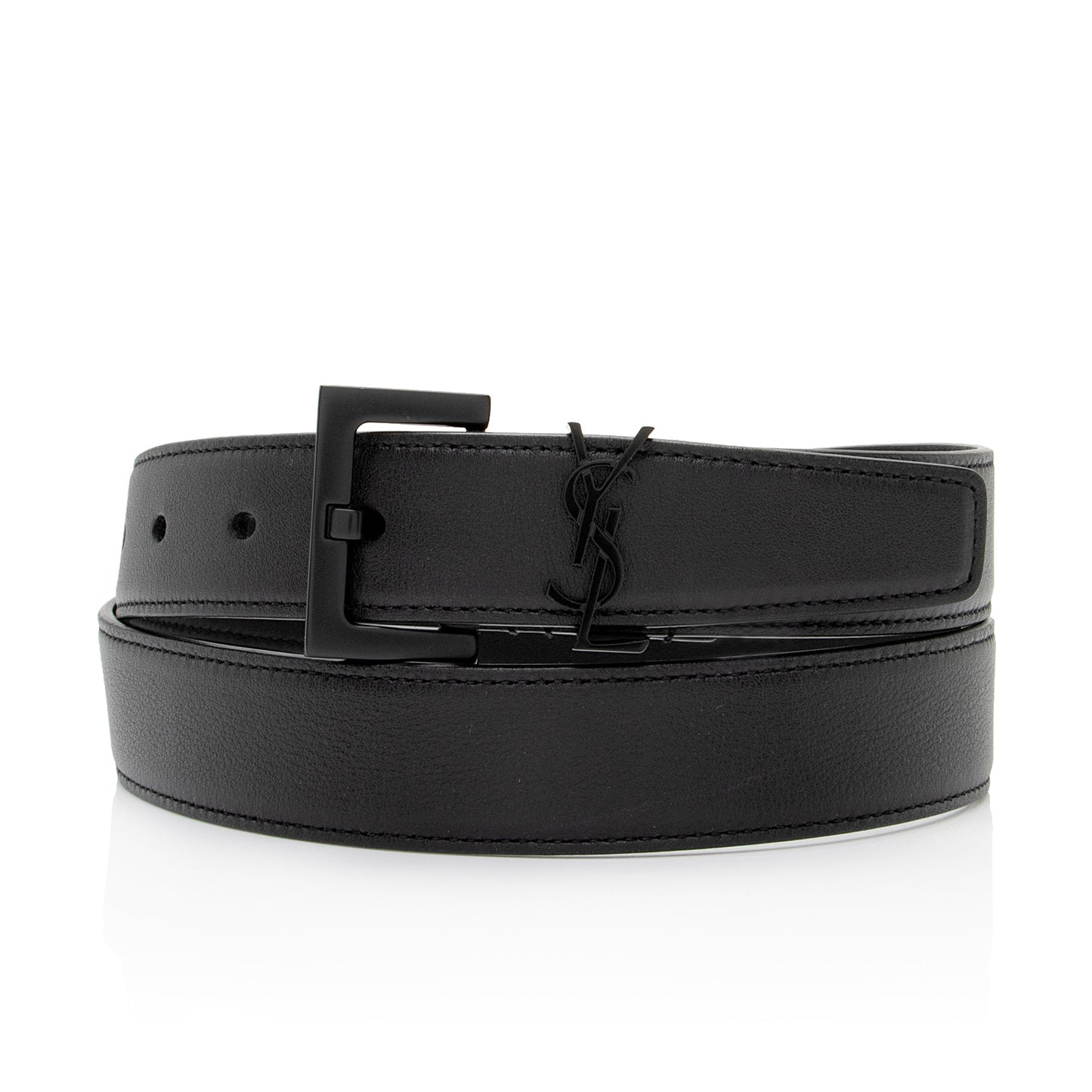 Saint Laurent Calfskin Monogram Cassandre Belt - Size 34 / 85 (SHF-7TNRpr)