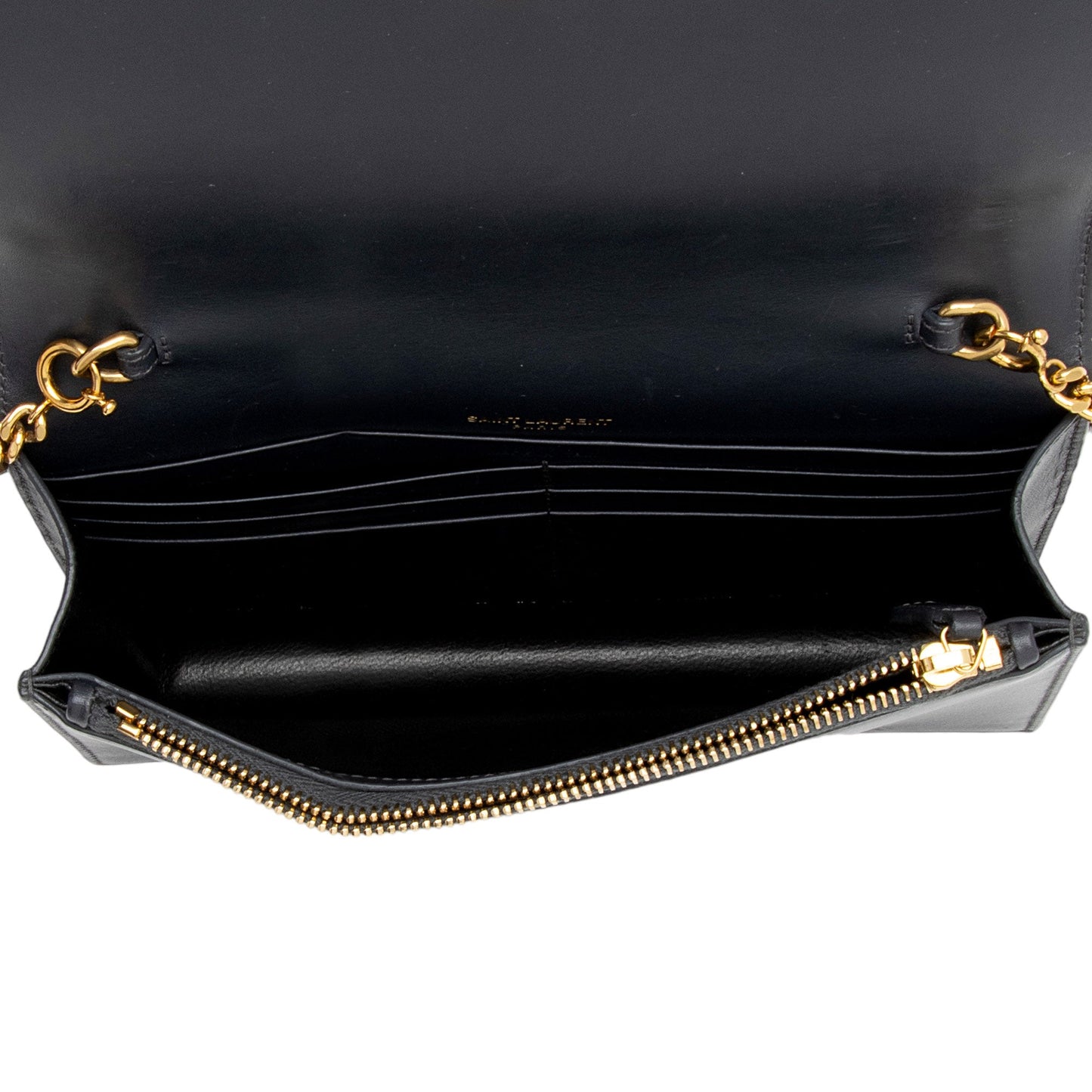 Saint Laurent Calfskin Monogram Kate Tassel Chain Wallet (SHF-GJz8iT)