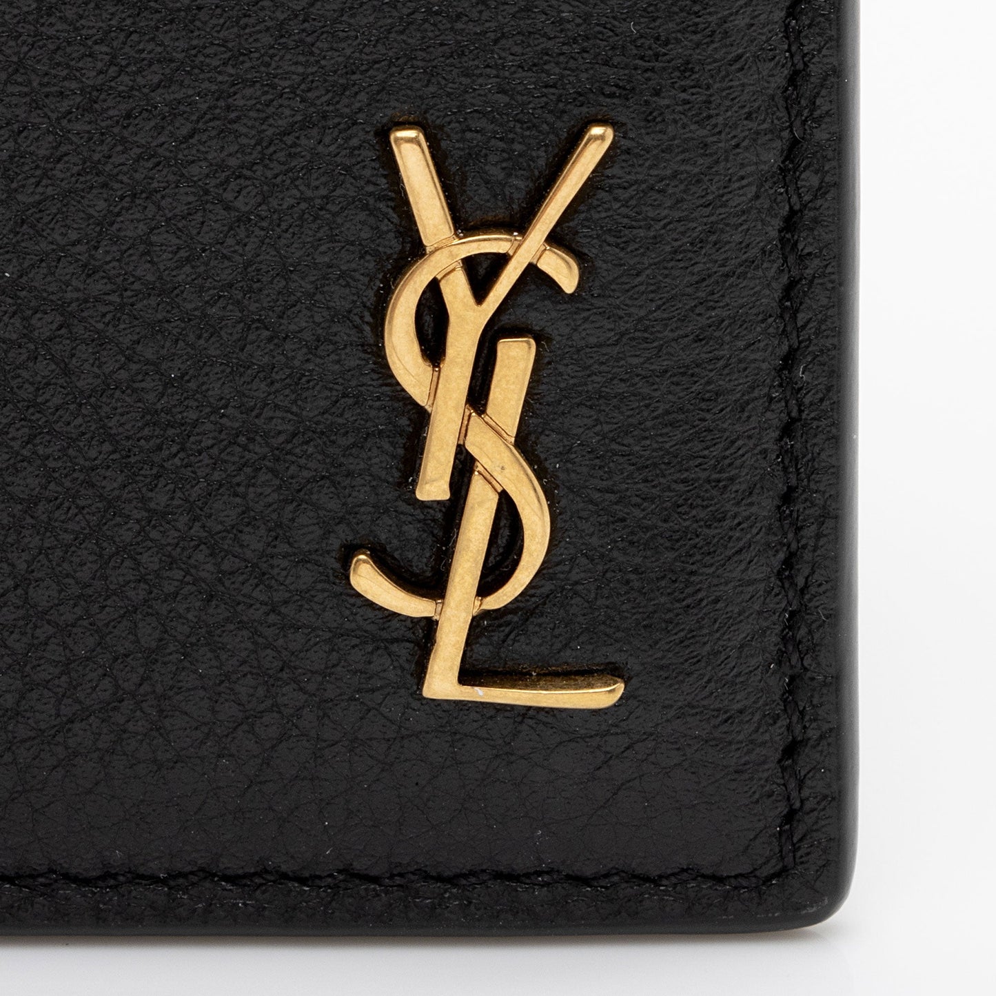 Saint Laurent Calfskin Monogram Tiny Cassandre Card Case (SHF-XxCMHH)