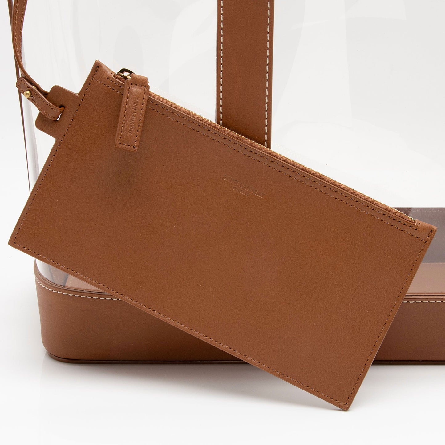 Saint Laurent Calfskin Vinyl Cabas Tote (SHF-wgVvKm)