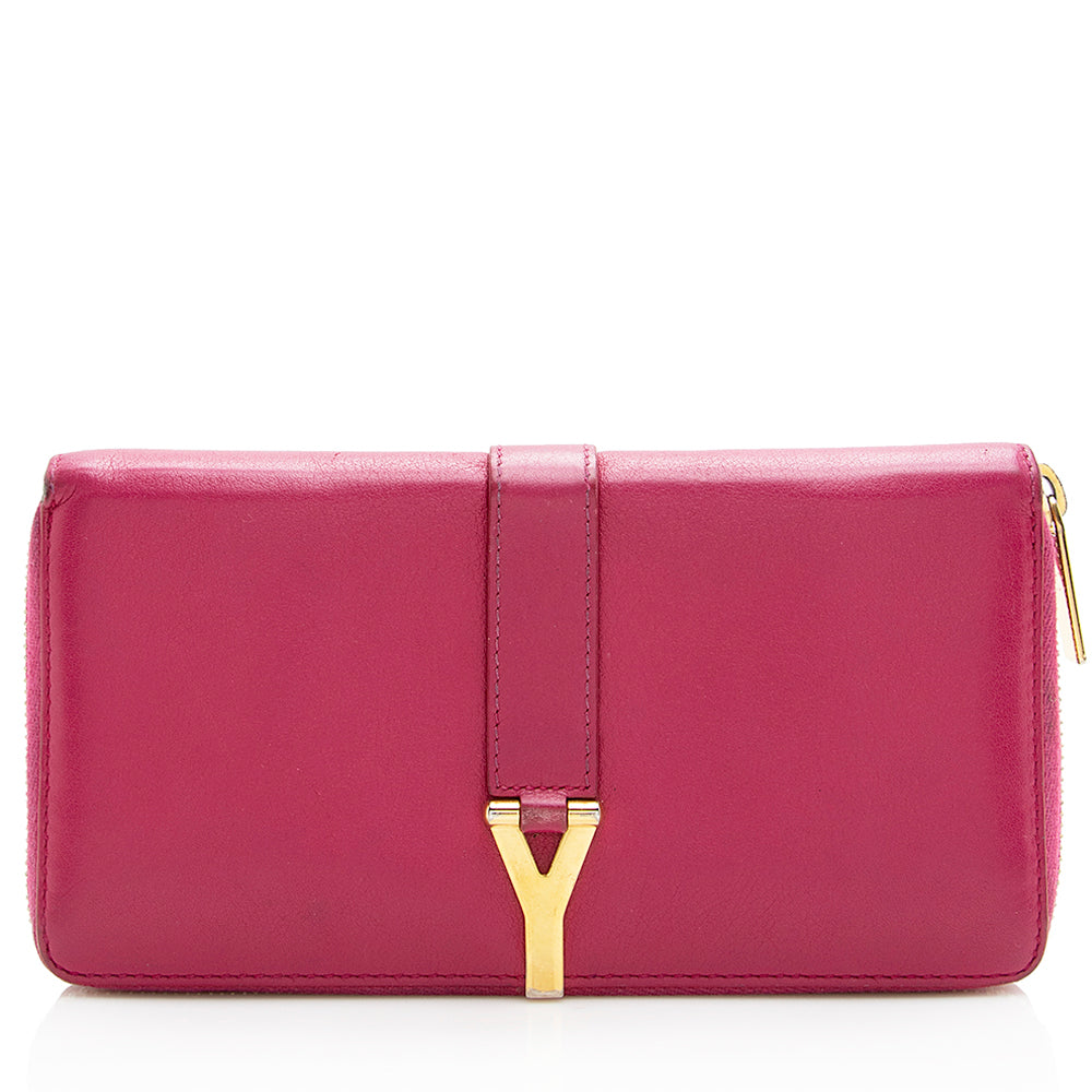 Saint Laurent Calfskin Y Ligne Zip Around Wallet (SHF-15139)