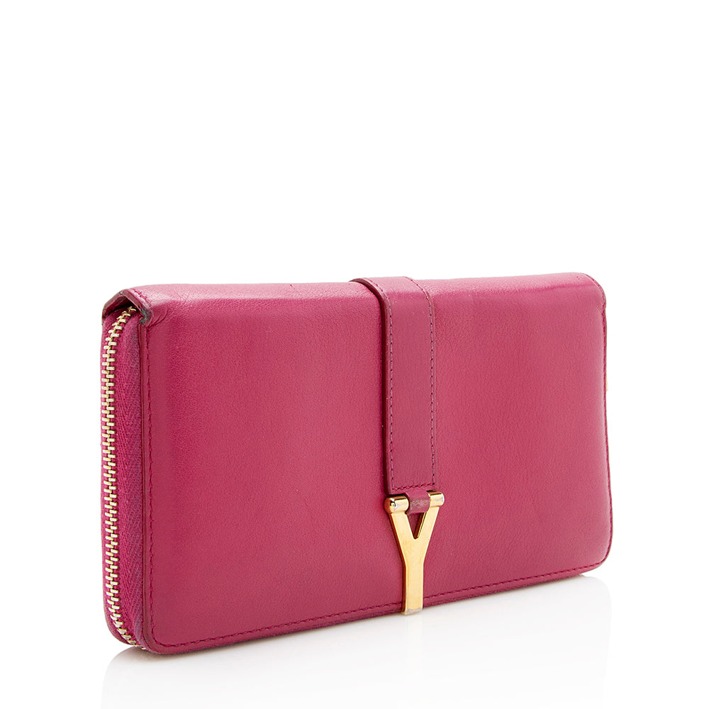 Saint Laurent Calfskin Y Ligne Zip Around Wallet (SHF-15139)