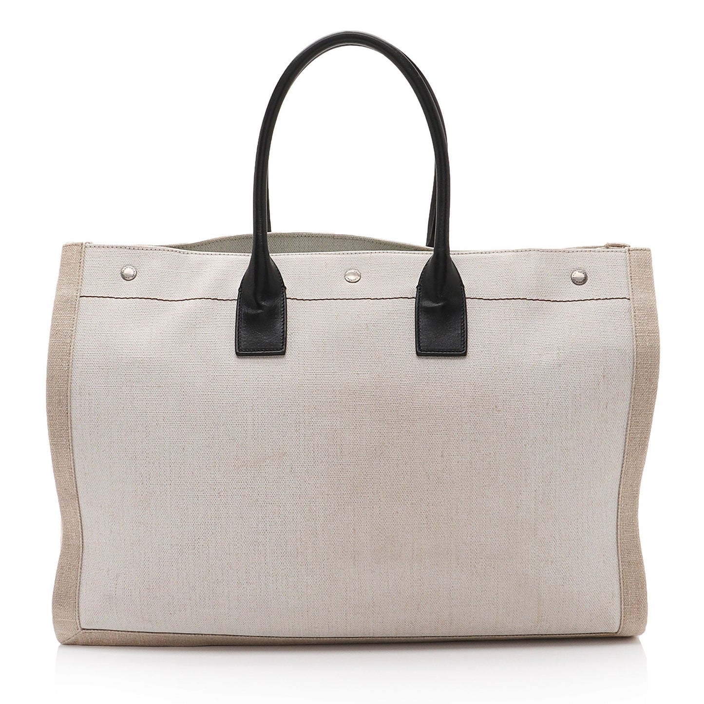 Saint Laurent Canvas Calfskin Rive Gauche Large Tote