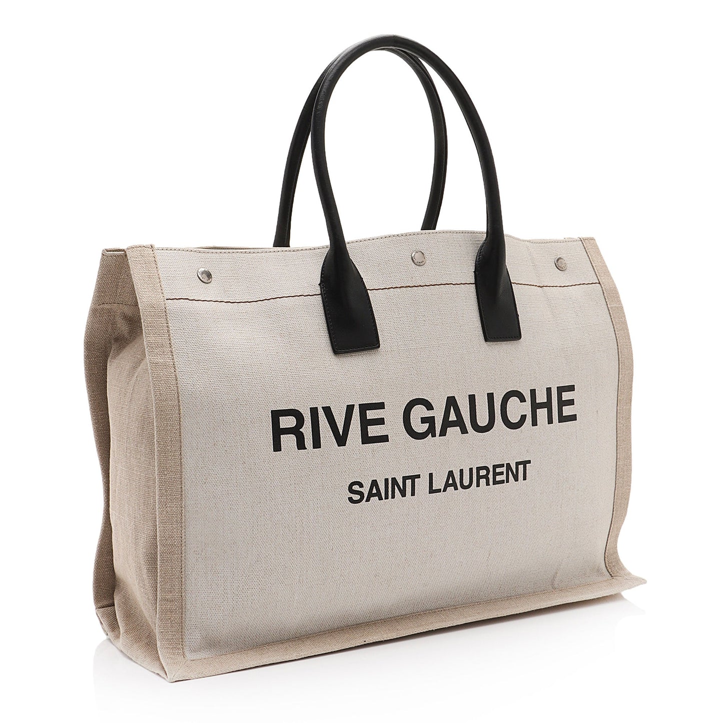 Saint Laurent Canvas Calfskin Rive Gauche Large Tote