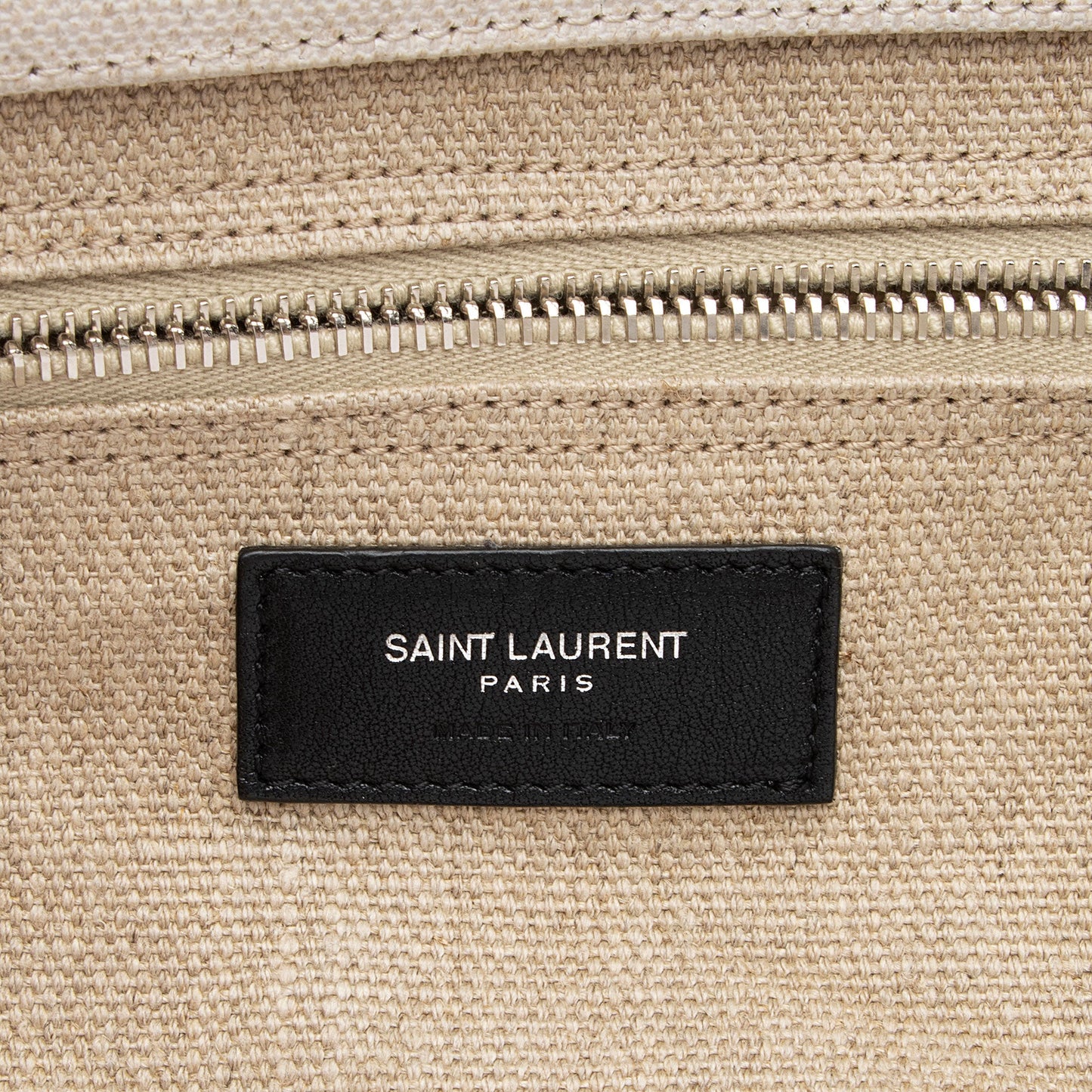 Saint Laurent Canvas Calfskin Rive Gauche Large Tote (SHF-v2S0Rd)