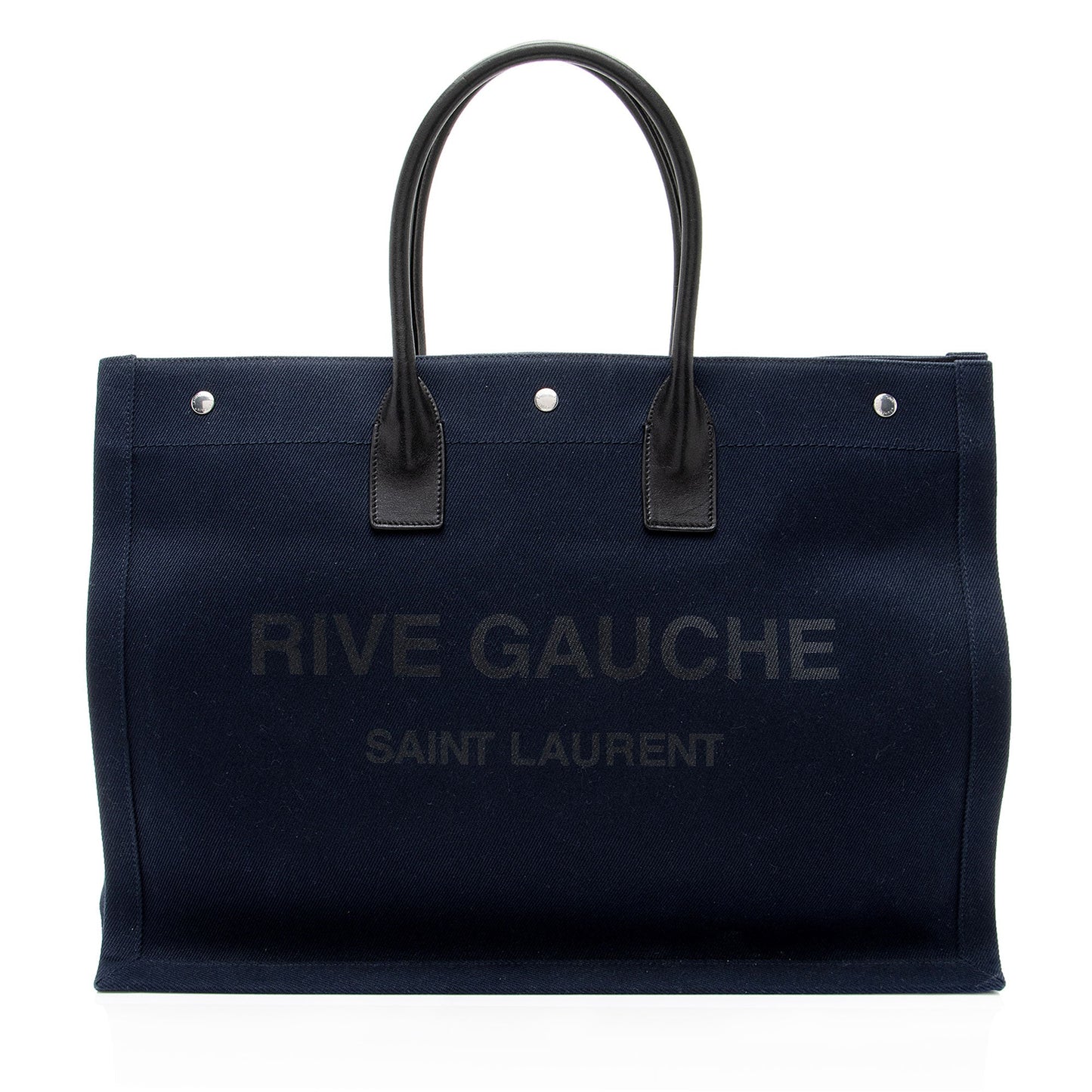 Saint Laurent Canvas Calfskin Rive Gauche Large Tote