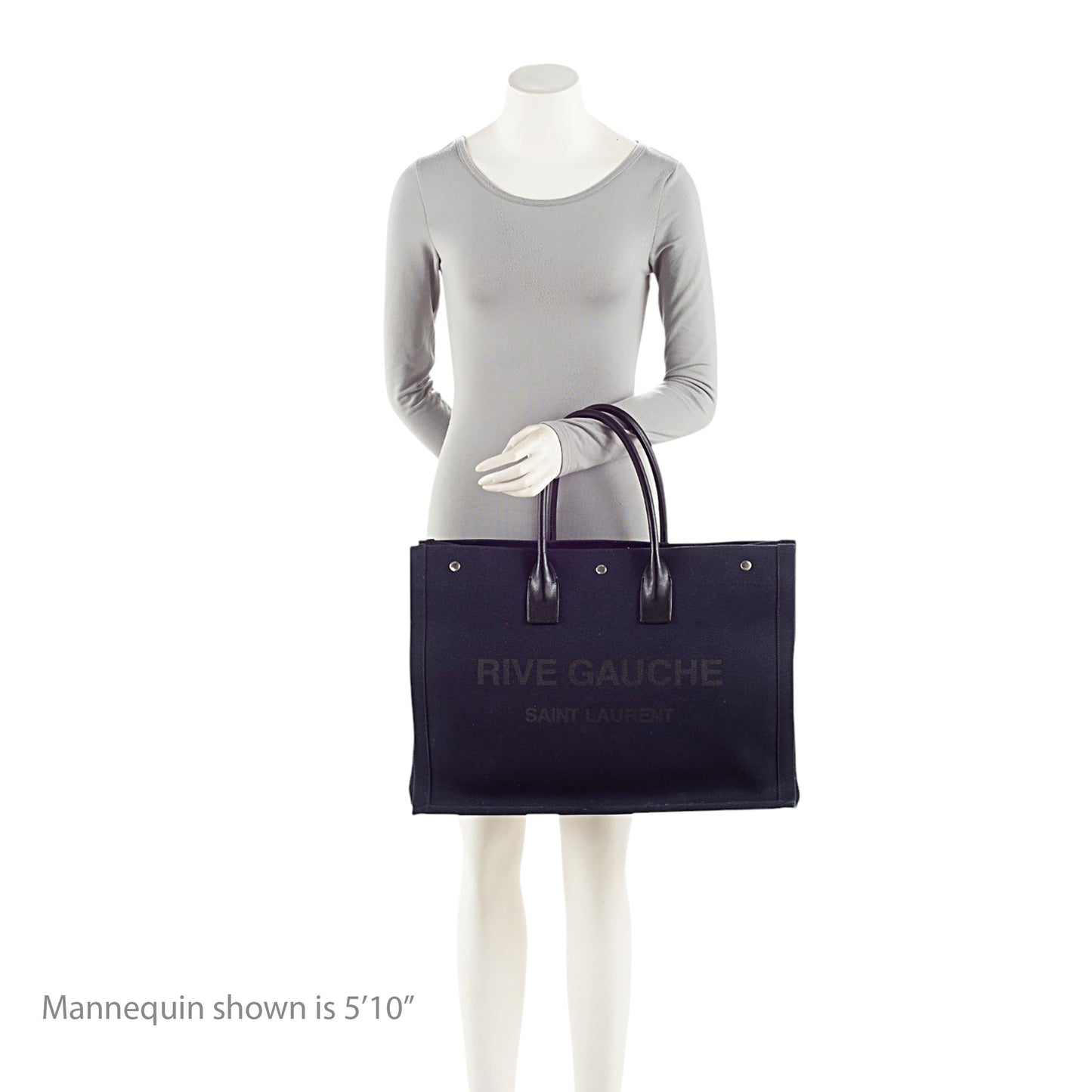 Saint Laurent Canvas Calfskin Rive Gauche Large Tote