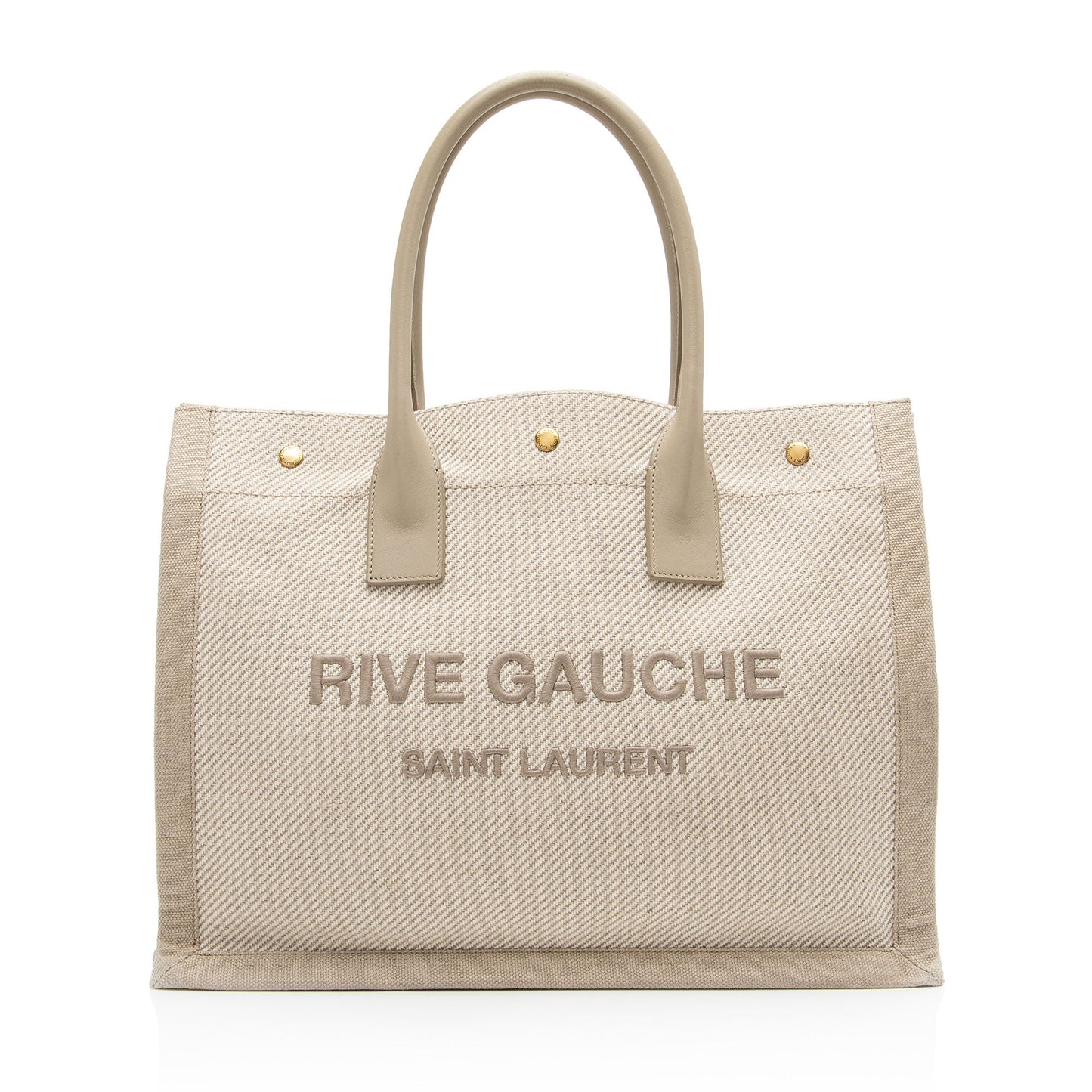Saint Laurent Canvas Calfskin Rive Gauche Small Tote (SHF-GiWJT4)
