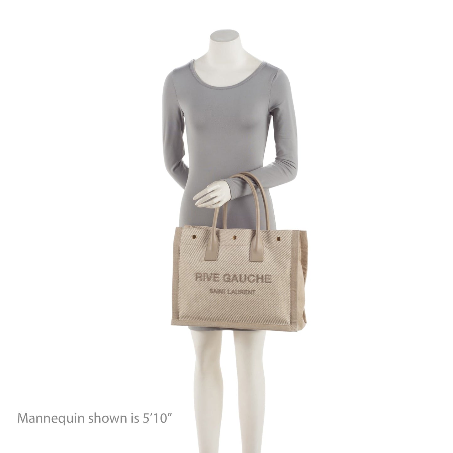 Saint Laurent Canvas Calfskin Rive Gauche Small Tote (SHF-GiWJT4)