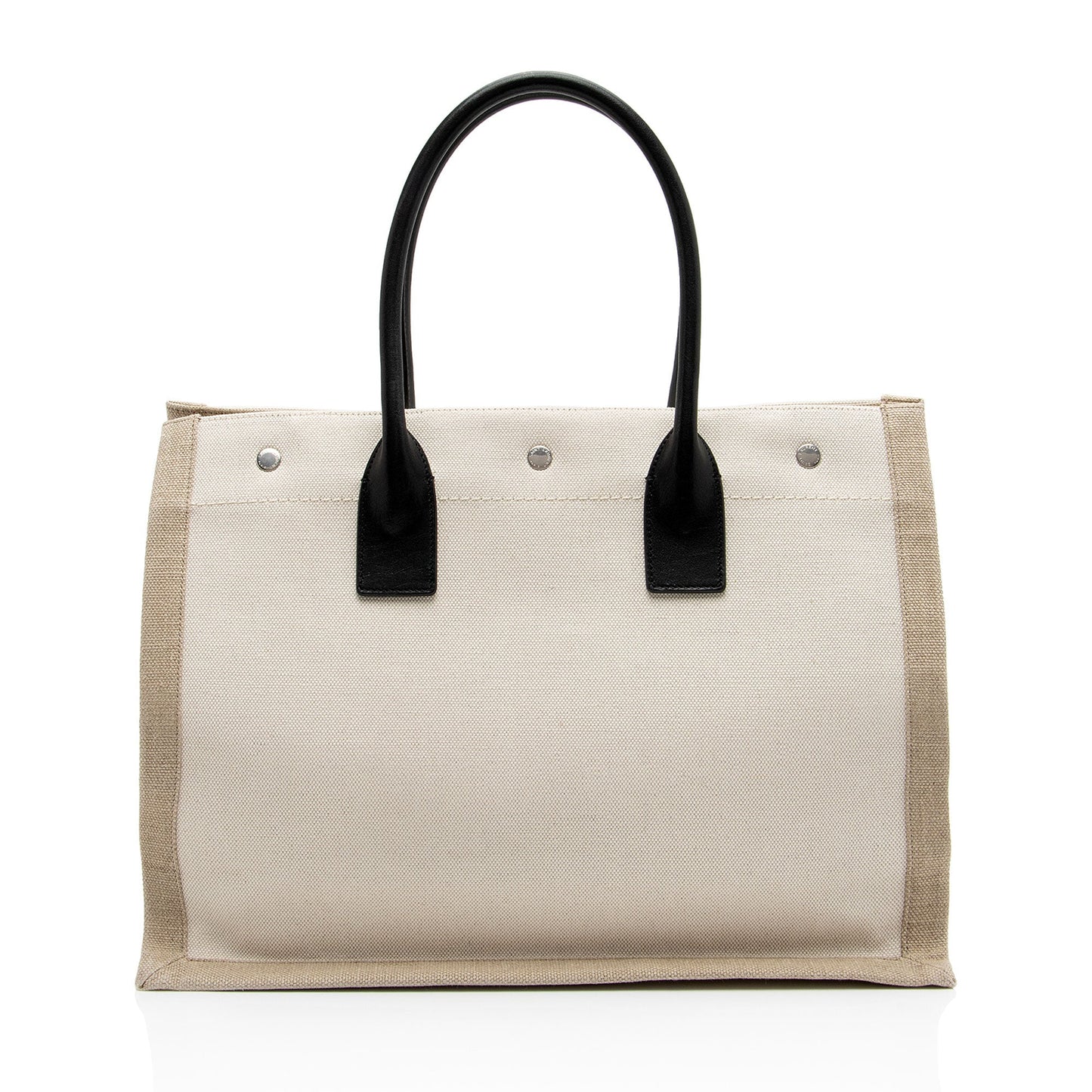 Saint Laurent Canvas Calfskin Rive Gauche Small Tote (SHF-zATjuK)