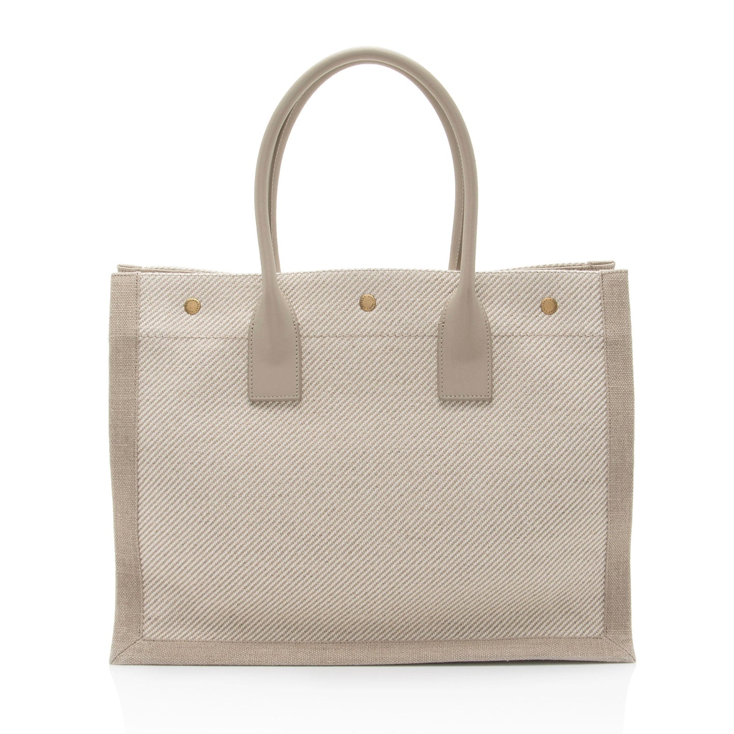 Saint Laurent Canvas Calfskin Rive Gauche Small Tote (SHF-UbHsVK)
