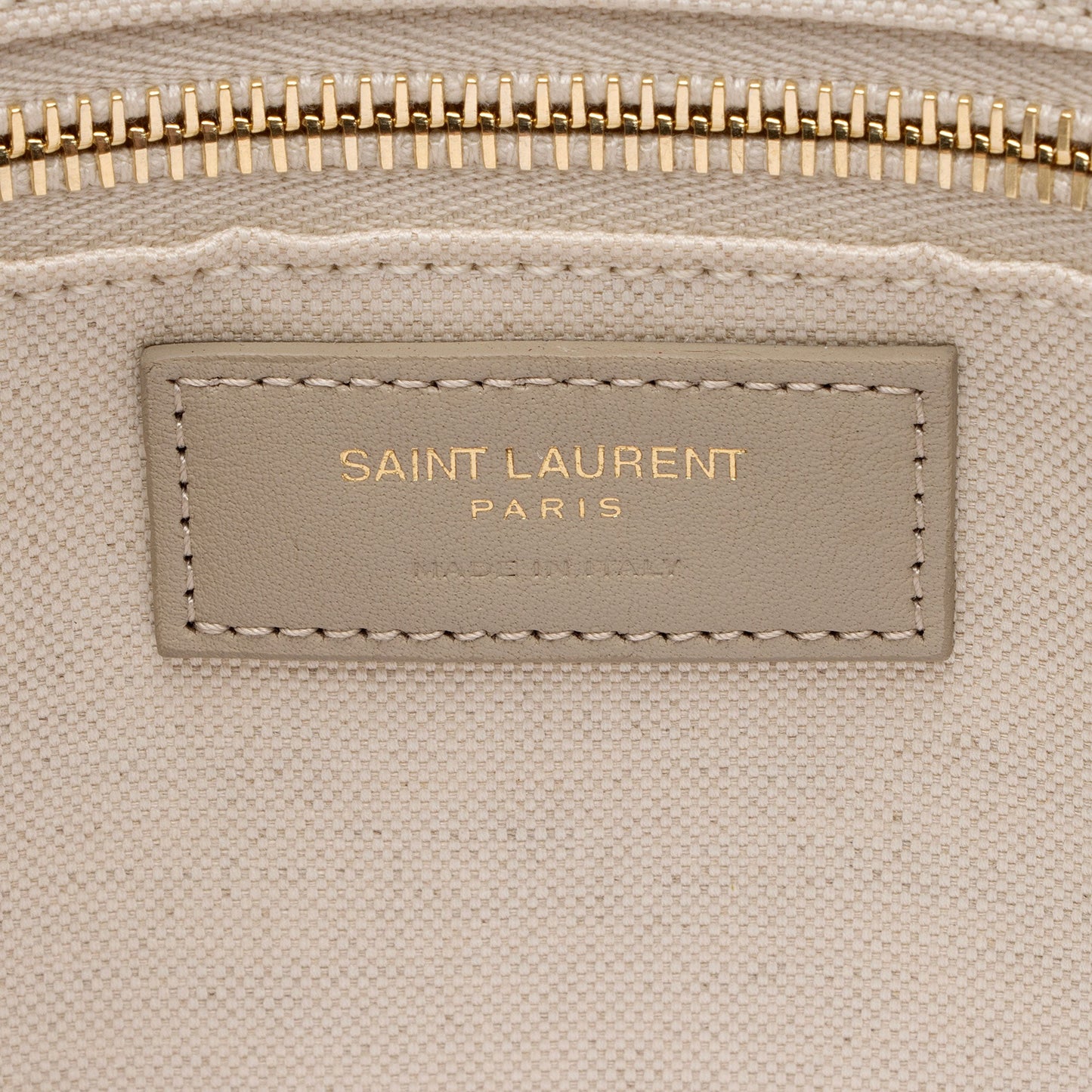 Saint Laurent Canvas Calfskin Rive Gauche Small Tote (SHF-UbHsVK)