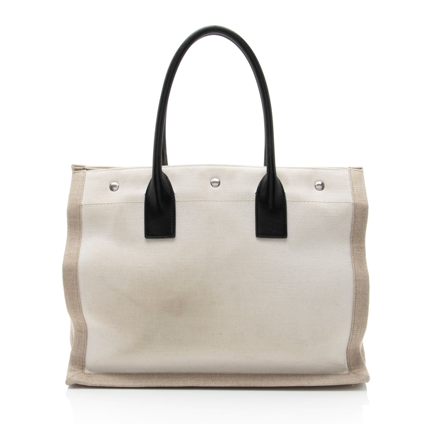 Saint Laurent Canvas Calfskin Rive Gauche Small Tote
