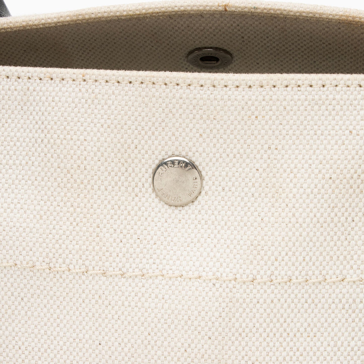 Saint Laurent Canvas Calfskin Rive Gauche Small Tote