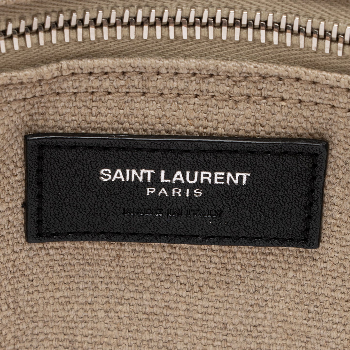 Saint Laurent Canvas Calfskin Rive Gauche Small Tote