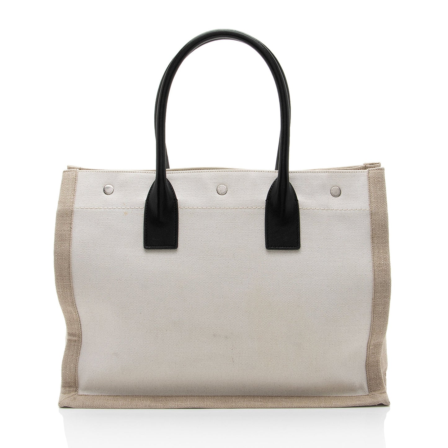 Saint Laurent Canvas Calfskin Rive Gauche Small Tote
